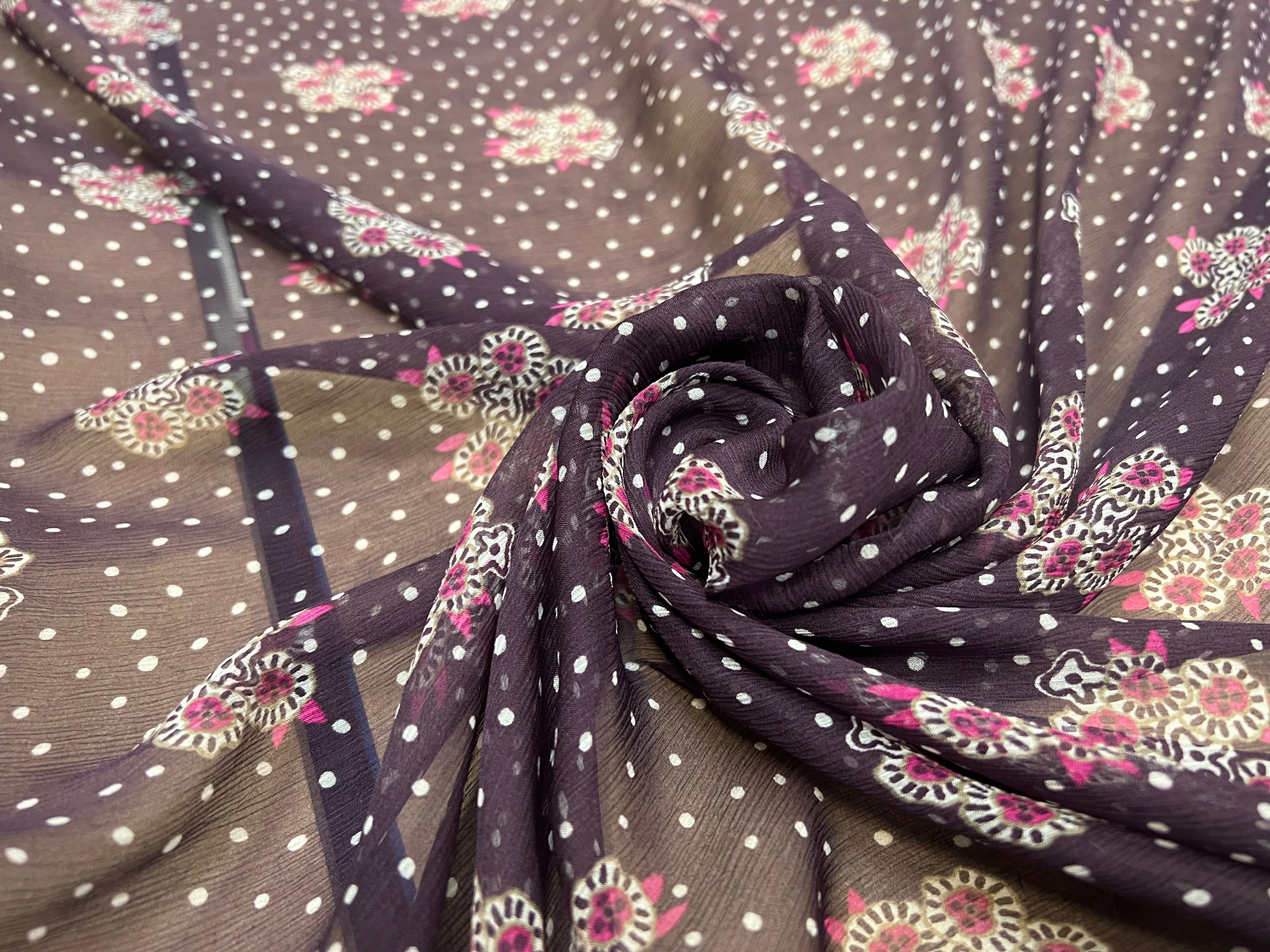 CRÉPON DE SOIE MAZZO DI FIORI E SETA VIOLET - My Little Coupon