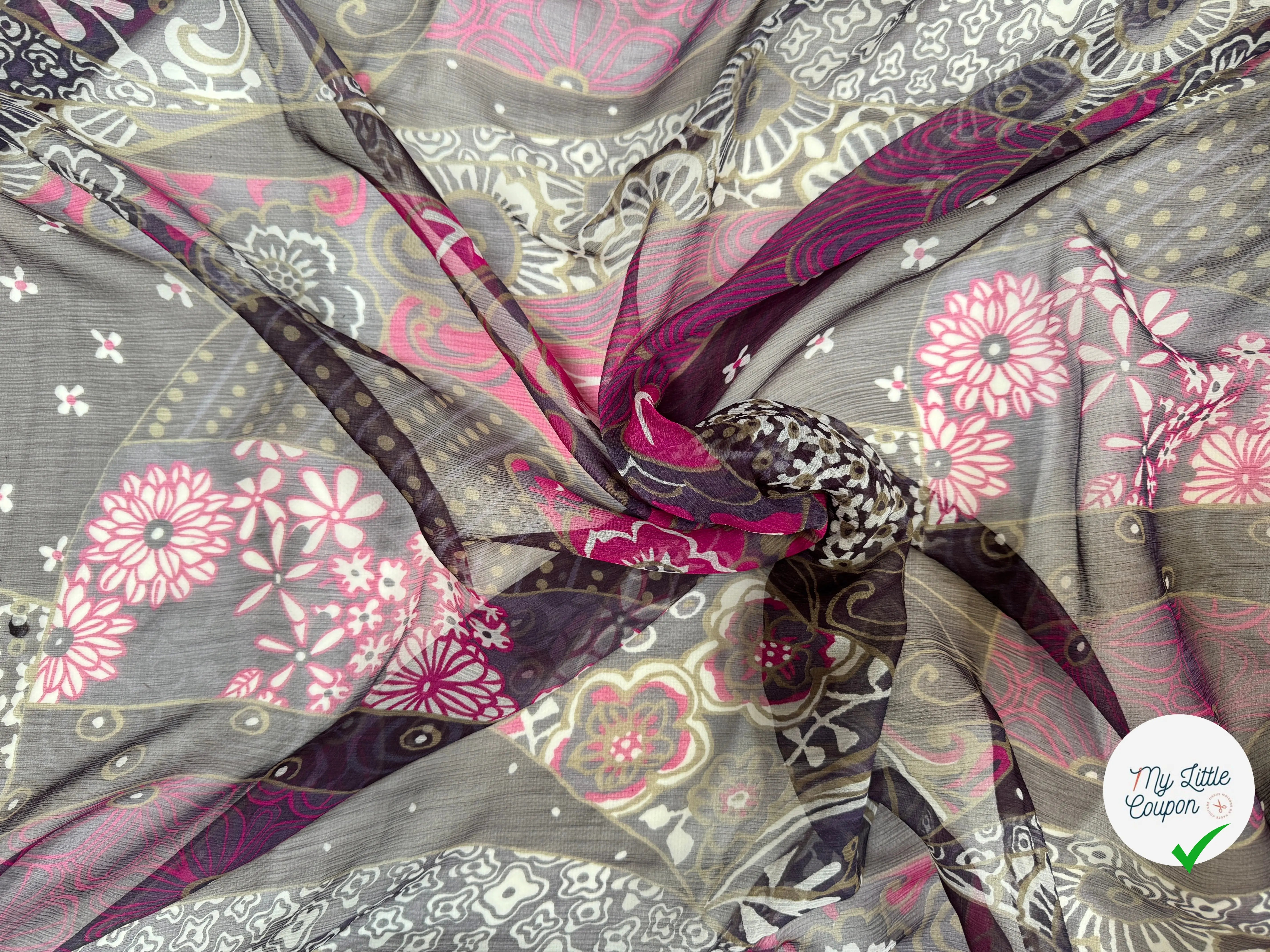 CRÉPON DE SOIE PINK FLOWERS - My Little Coupon