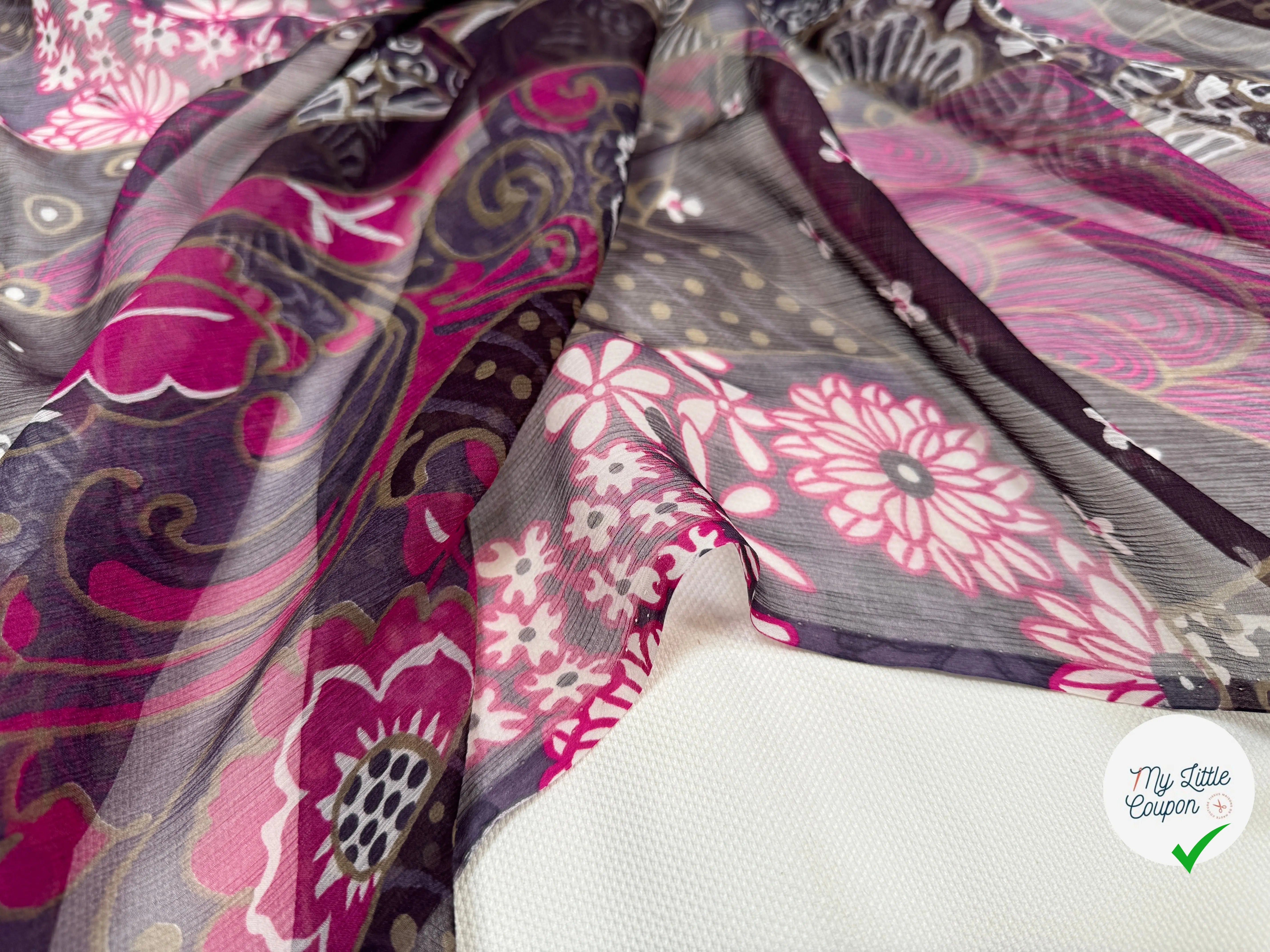 CRÉPON DE SOIE PINK FLOWERS - My Little Coupon