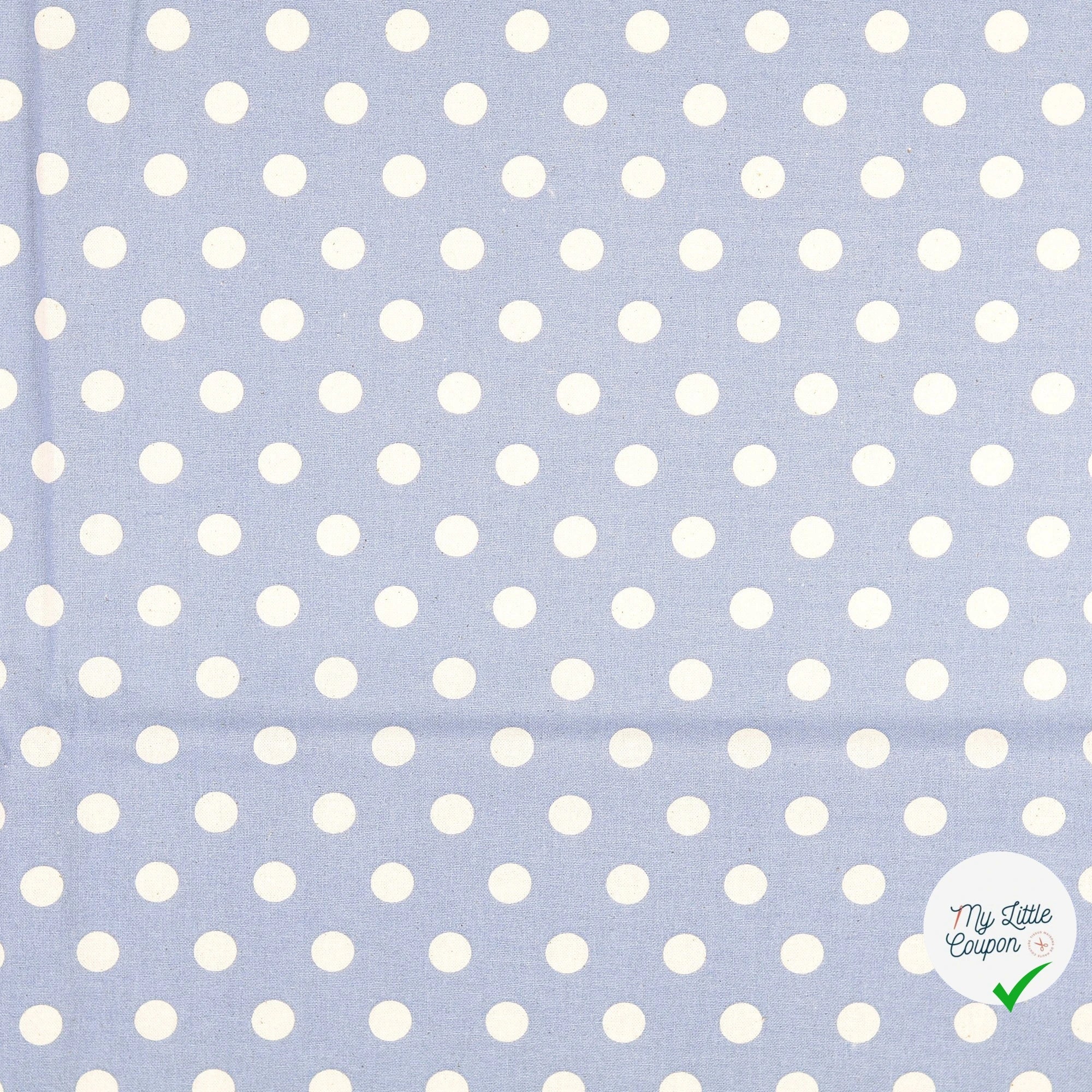 Cretonne de coton pois bleu clair