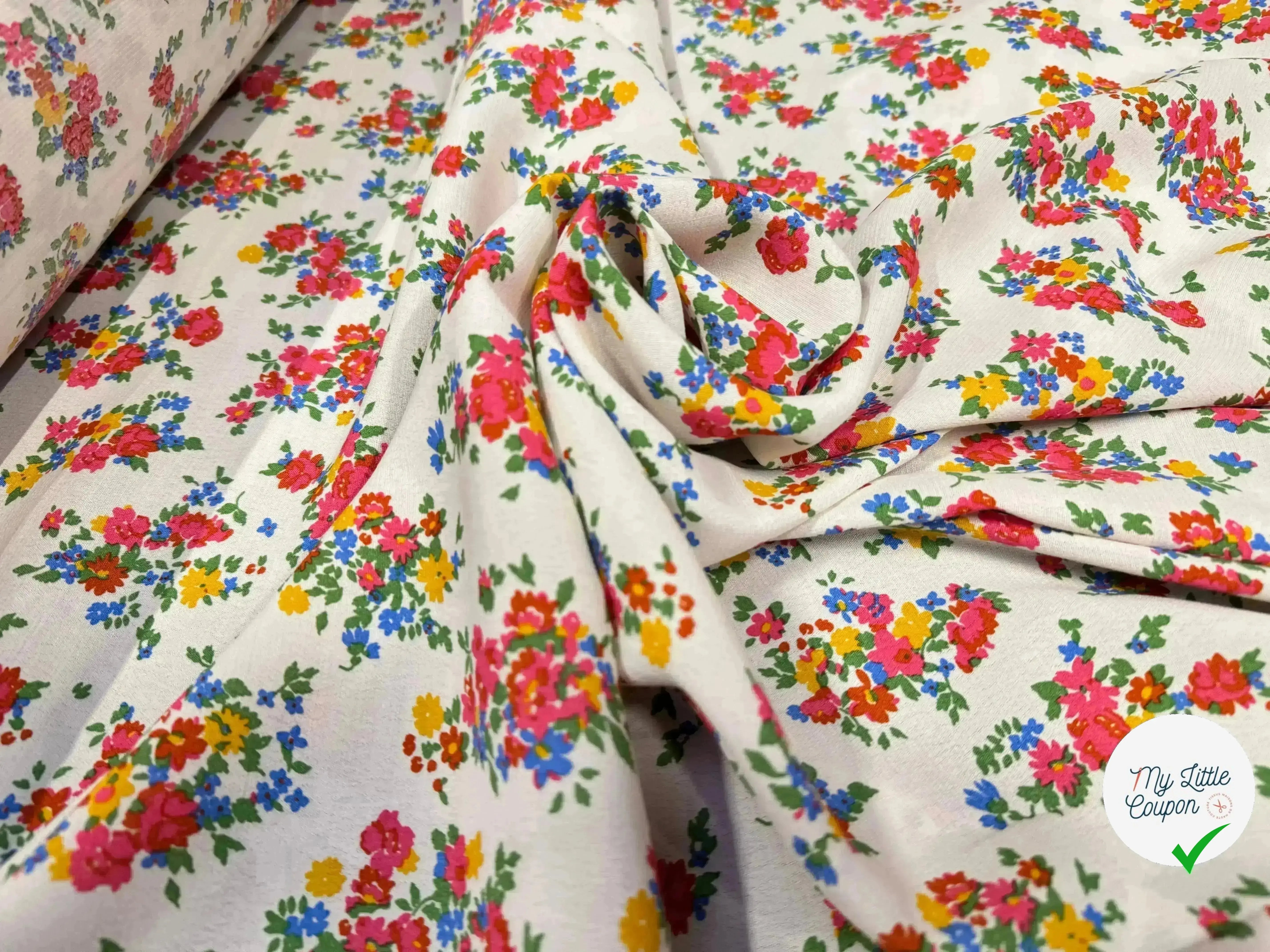 CRÊPE VISCOSE IMPRIMÉE BLANC JARDIN SECRET - My Little Coupon