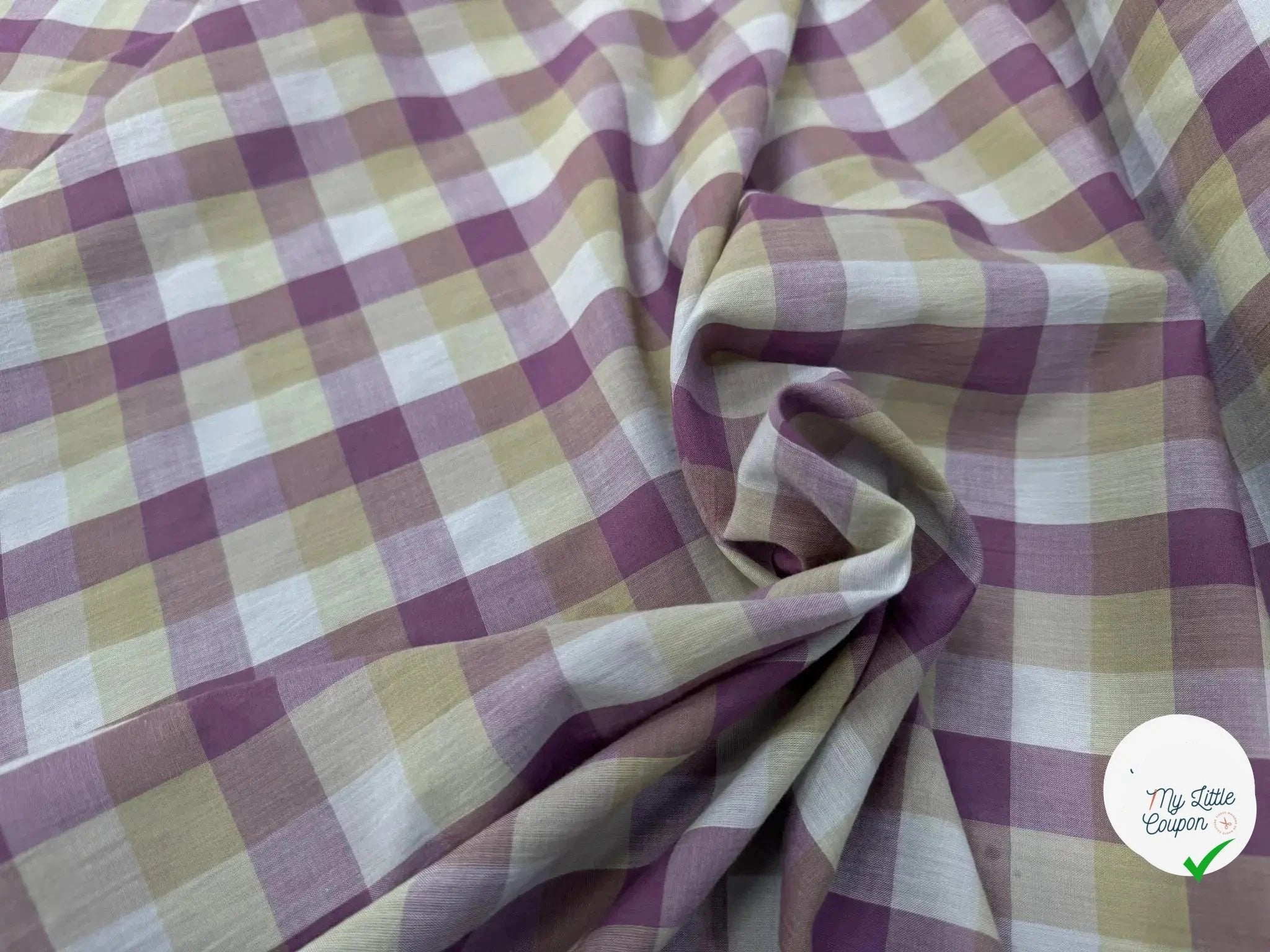 BATISTE DE COTON TISSÉ TEINT À CARREAUX VIOLET - My Little Coupon