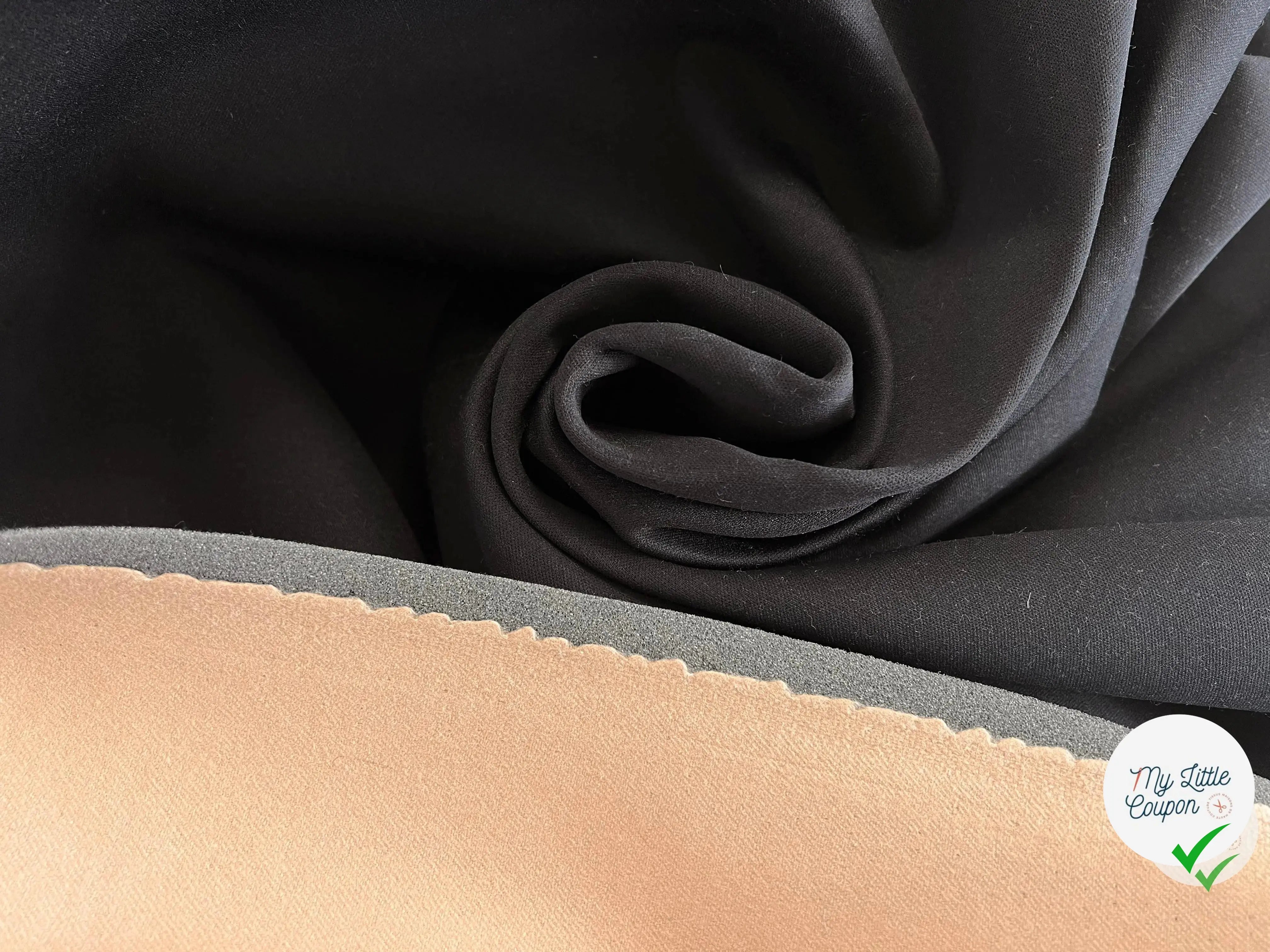 CABAN CONTERCOLLÉ MOUSSE NOIRE CAMEL - My Little Coupon - tissu - coudre
