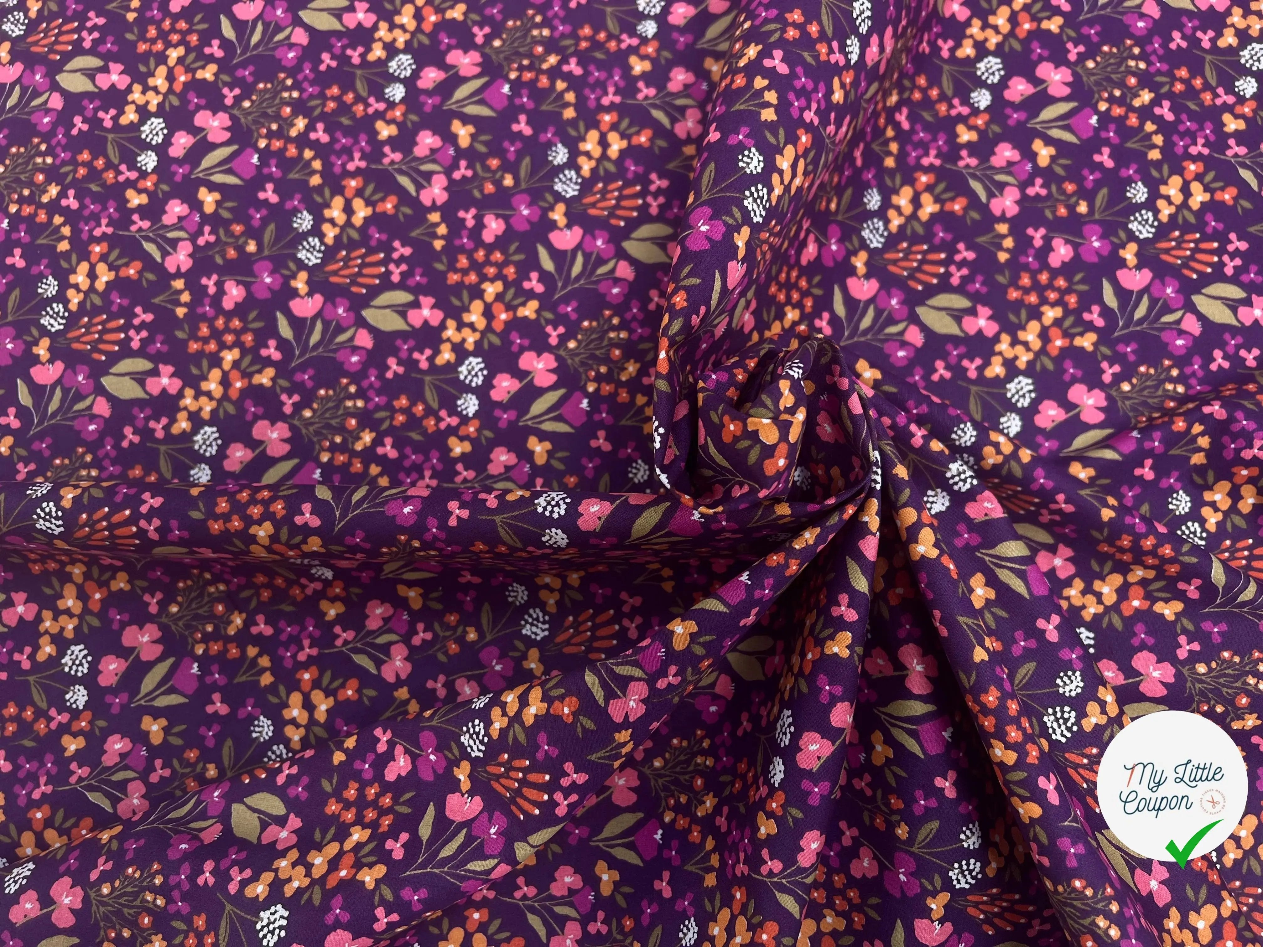 COTON IMPRIMÉ BIBURY VIOLET / JAUNE BIBURFJBE37ARL - My Little Coupon