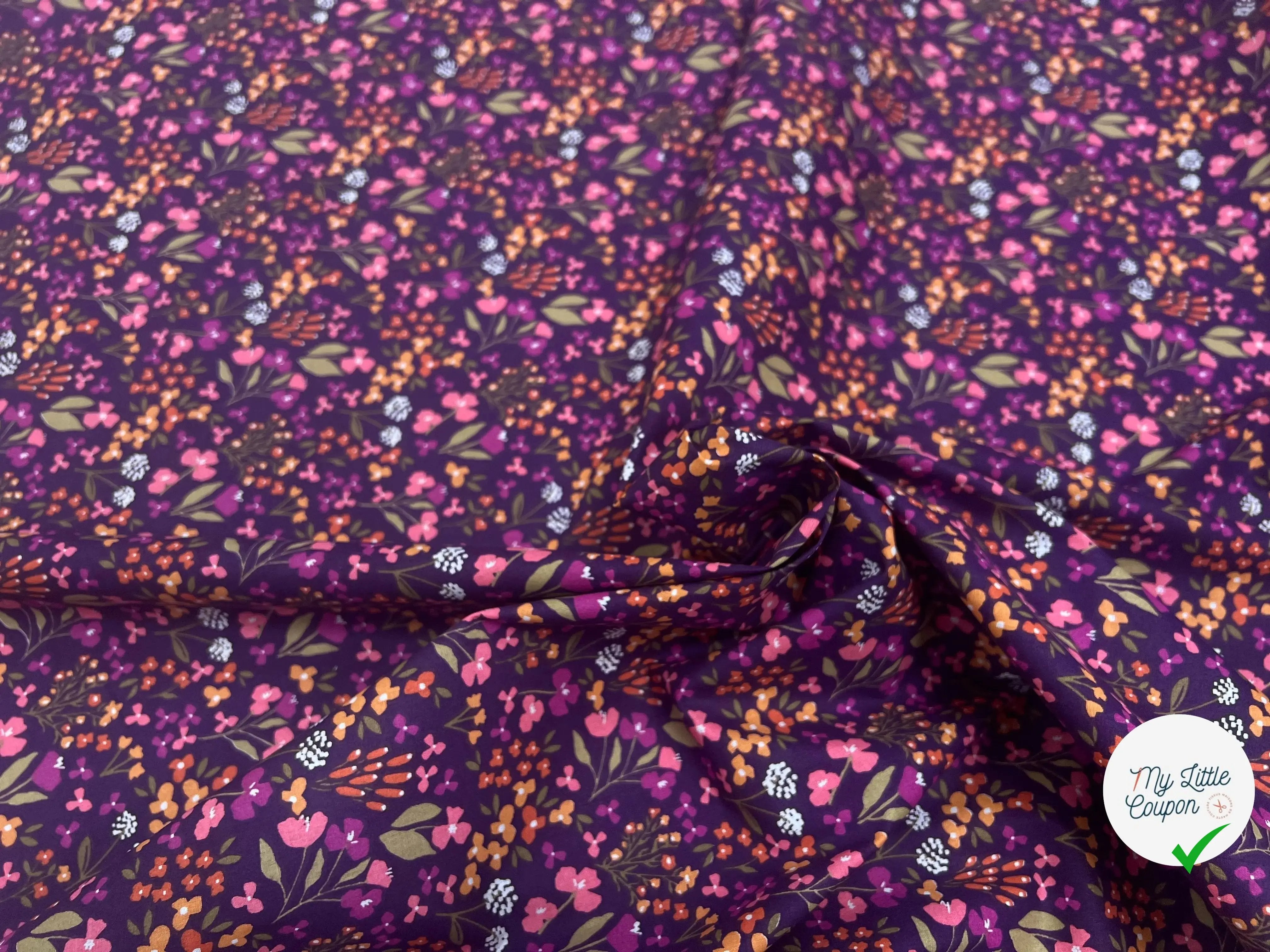 COTON IMPRIMÉ BIBURY VIOLET / JAUNE BIBURFJBE37ARL - My Little Coupon