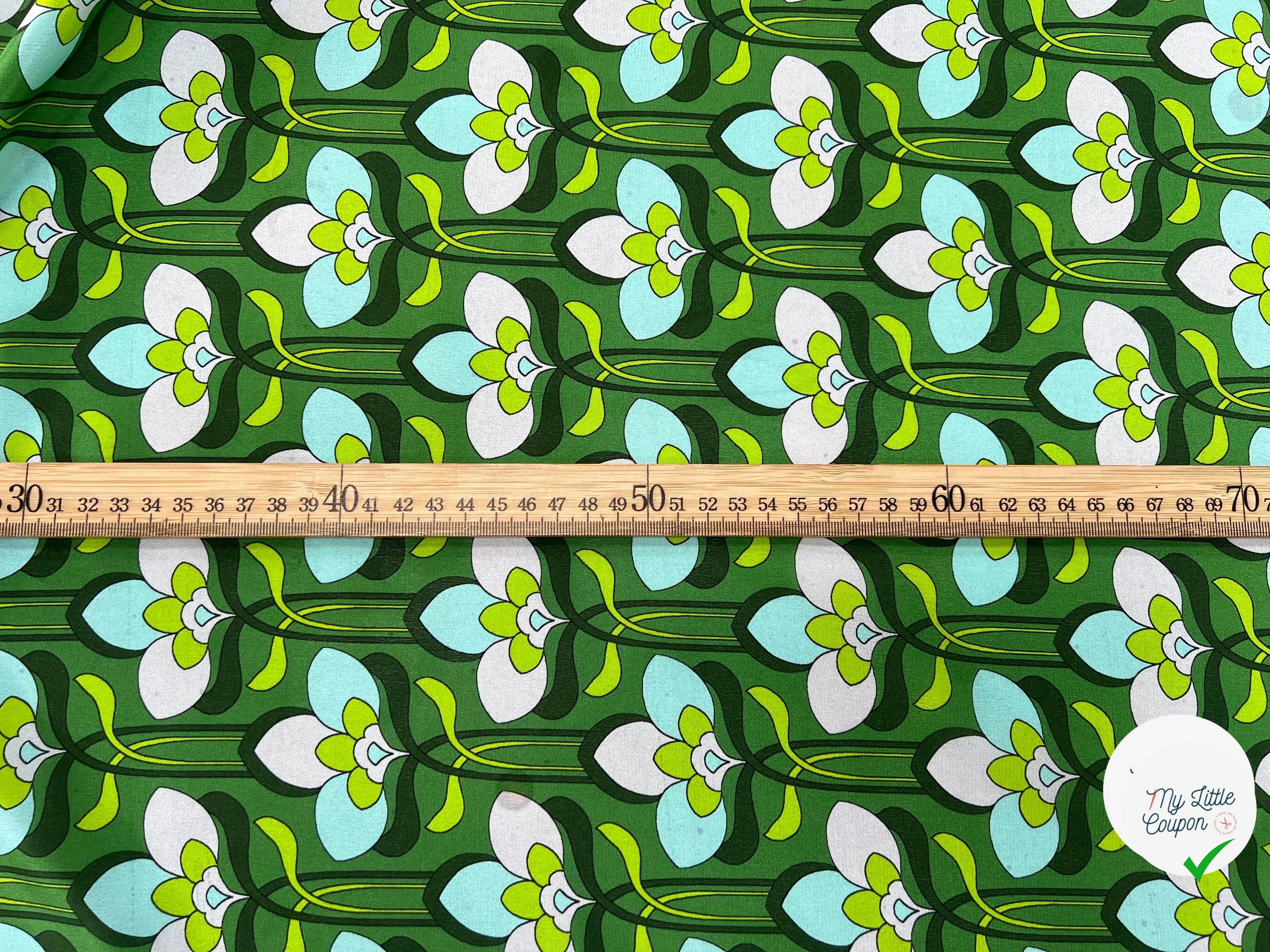 CREPE DE CHINE 100% SOIE FLEURS VERTES - My Little Coupon