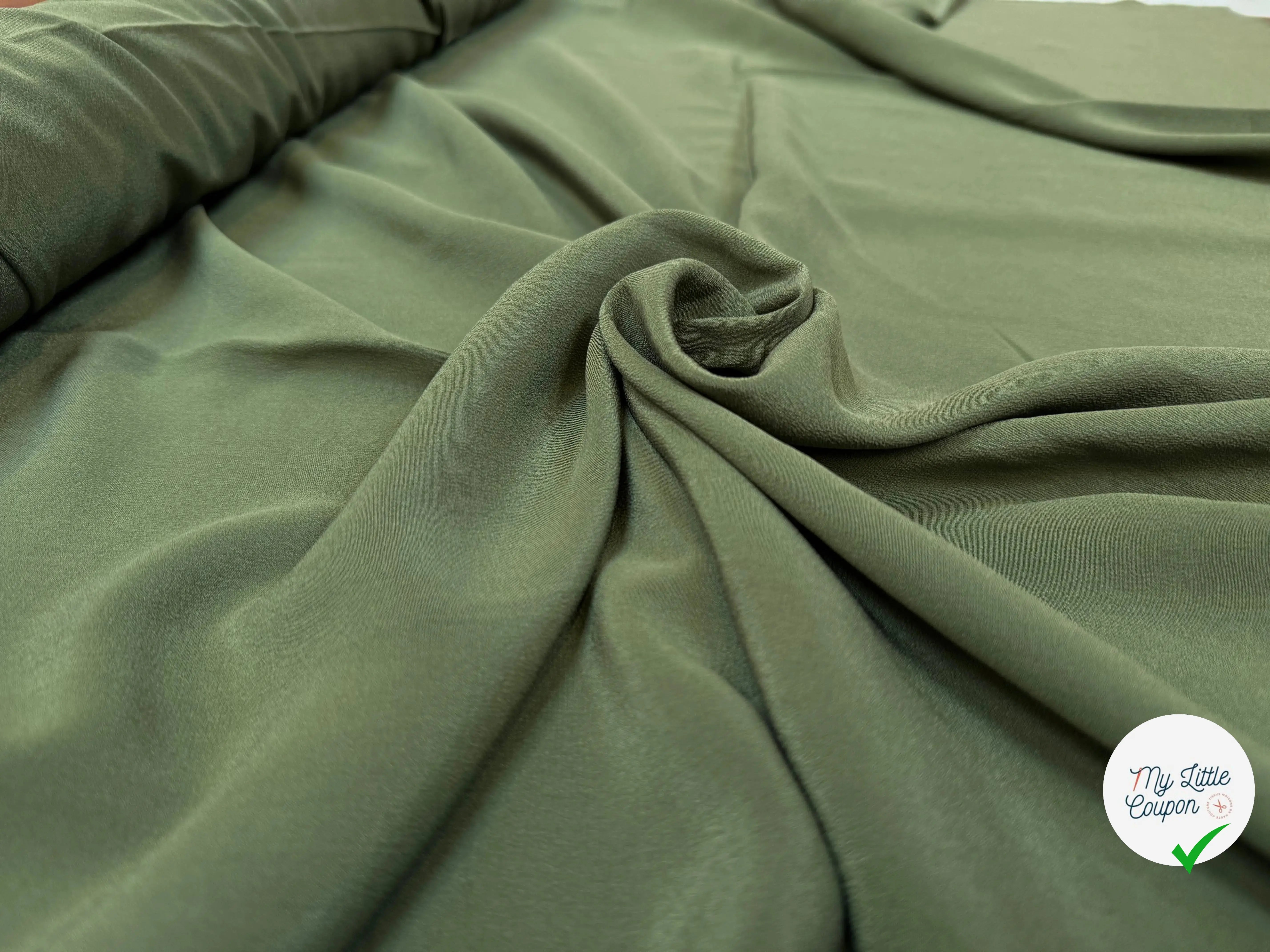 CREPE DE CHINE SOIE UNIE VERT KAKI - My Little Coupon