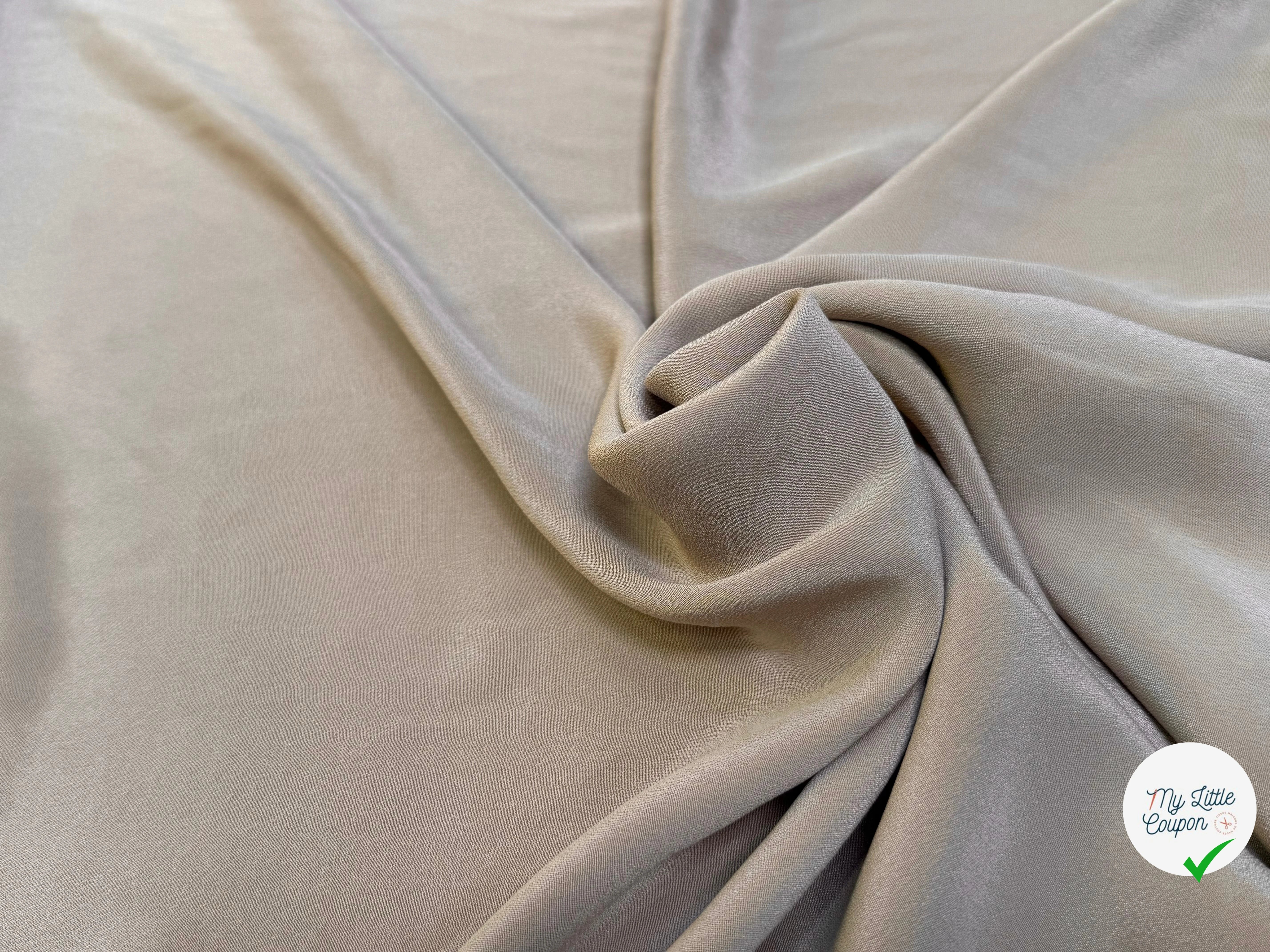 (Chute) CREPE DE SOIE FLUIDE STRETCH LÉGÈREMENT SATINÉ CAFÉ AU LAIT - My Little Coupon