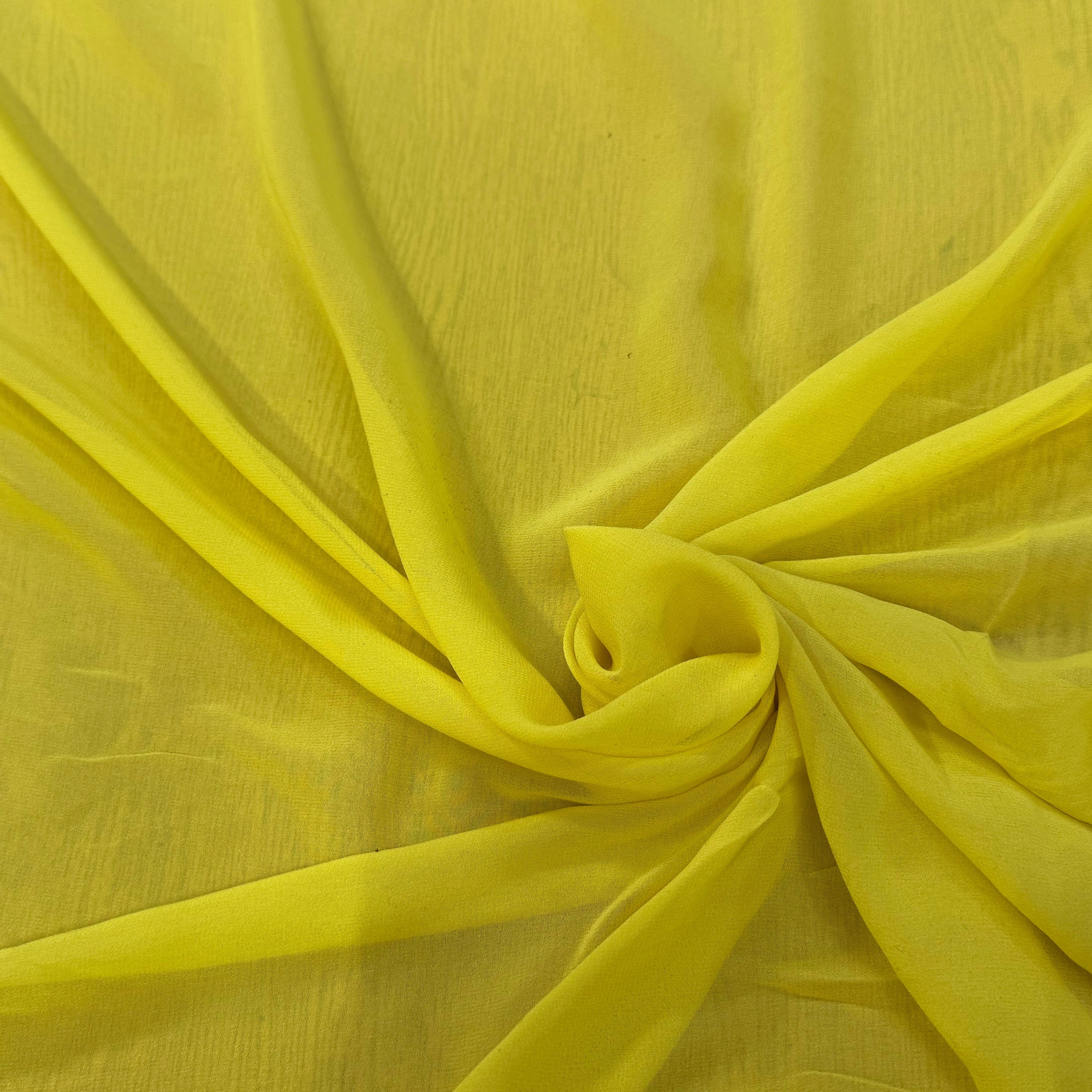 (Chute) CREPE GEORGETTE DE SOIE JAUNE MOYEN - My Little Coupon
