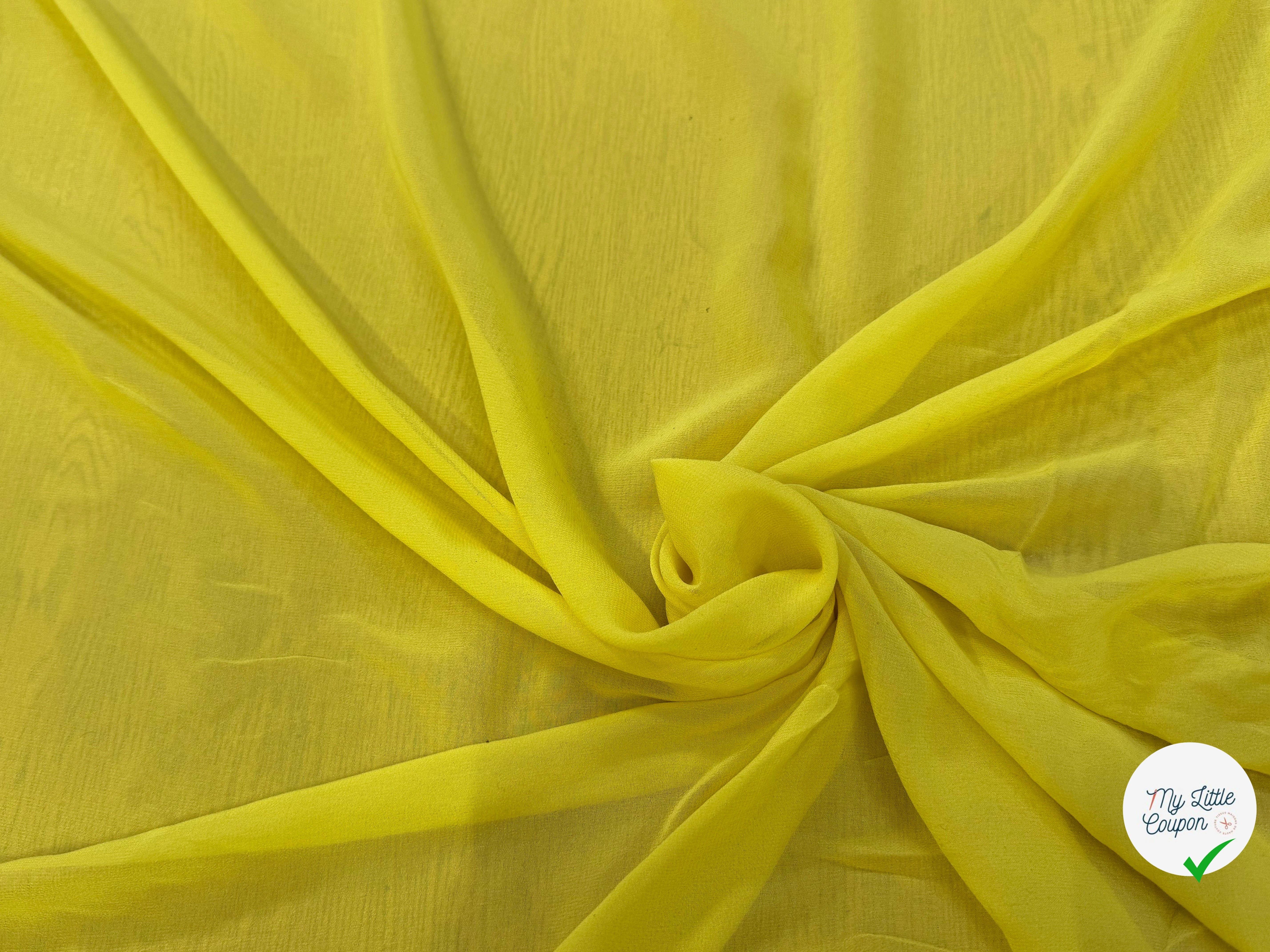 (Chute) CREPE GEORGETTE DE SOIE JAUNE MOYEN - My Little Coupon