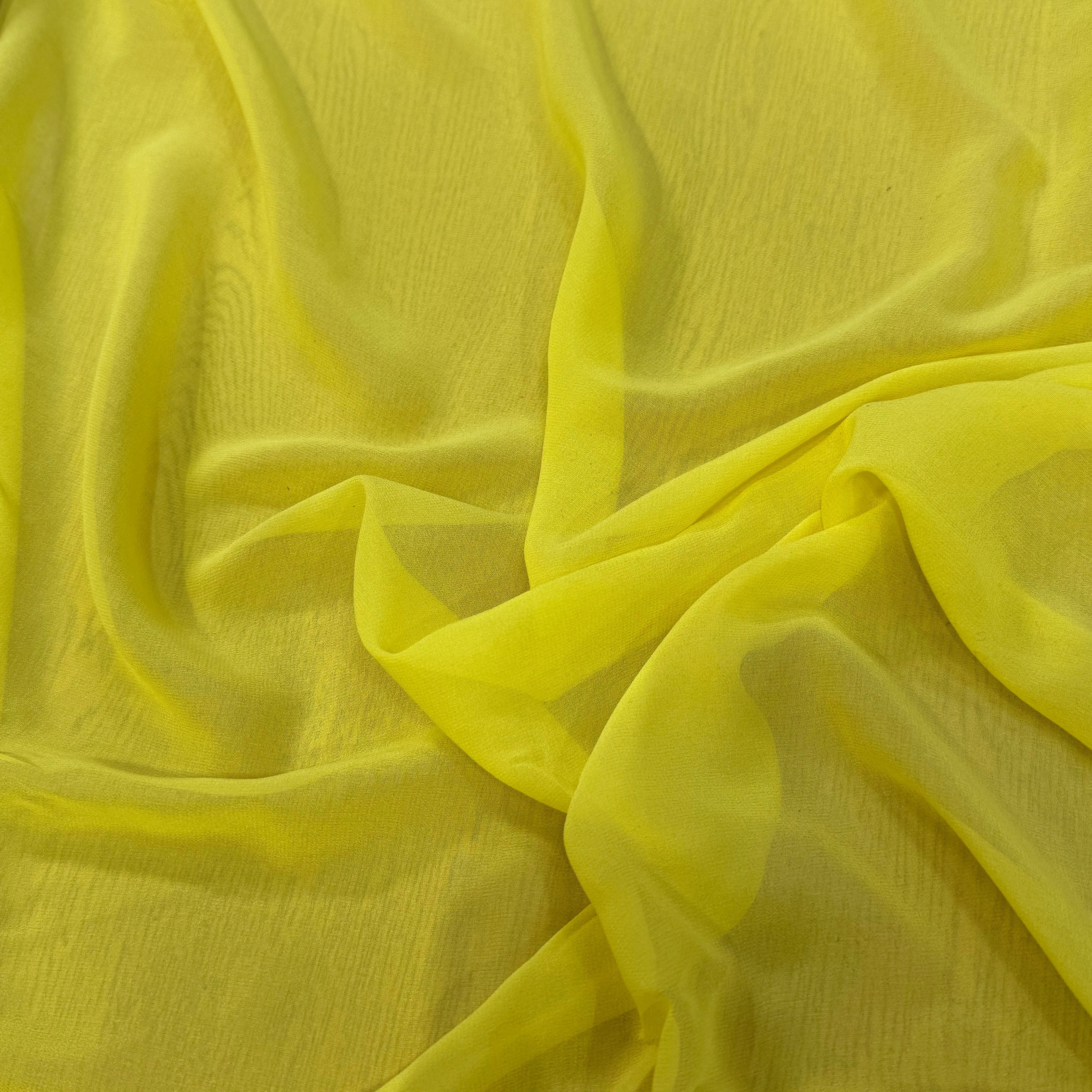 (Chute) CREPE GEORGETTE DE SOIE JAUNE MOYEN - My Little Coupon