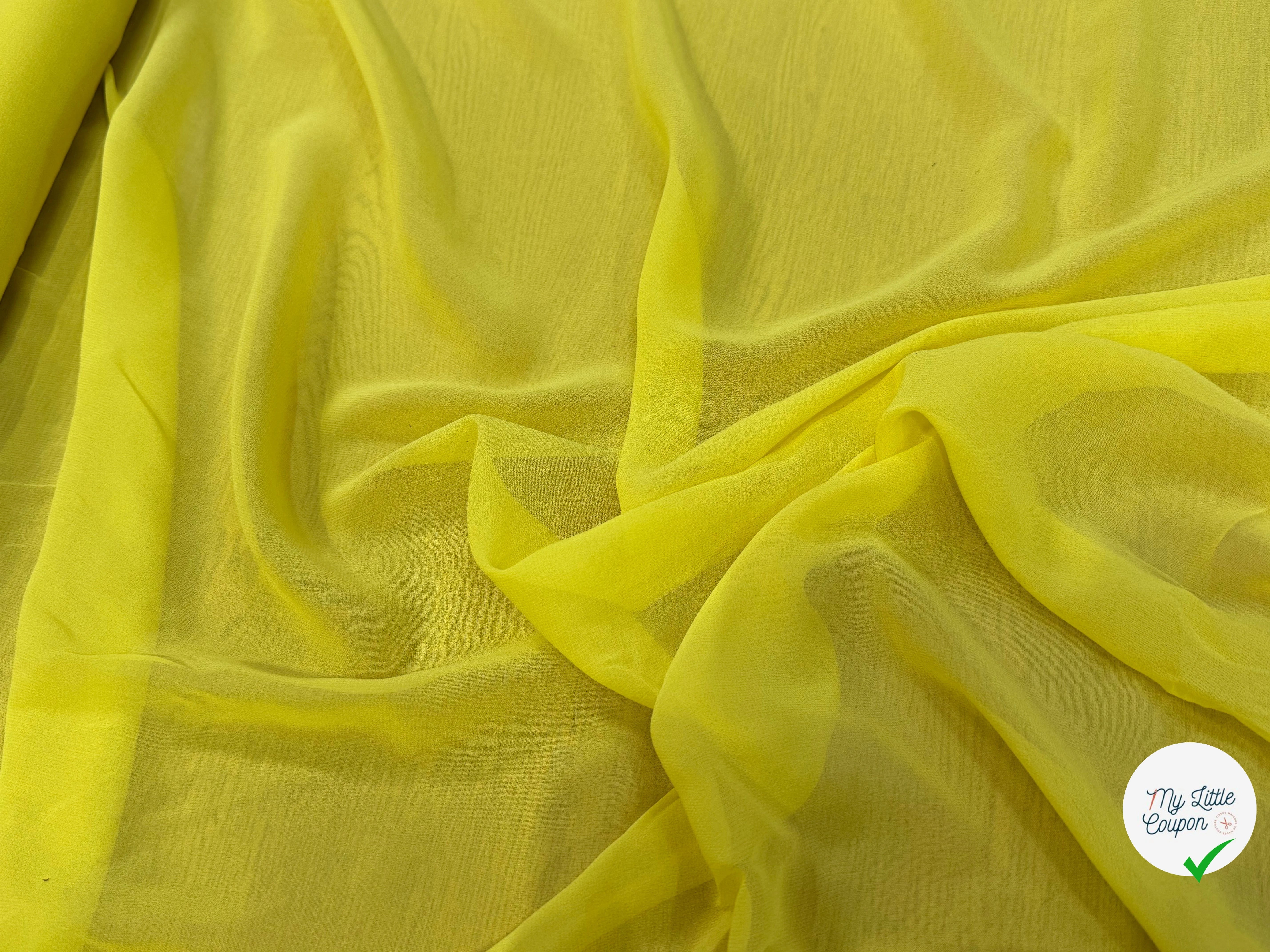 (Chute) CREPE GEORGETTE DE SOIE JAUNE MOYEN - My Little Coupon