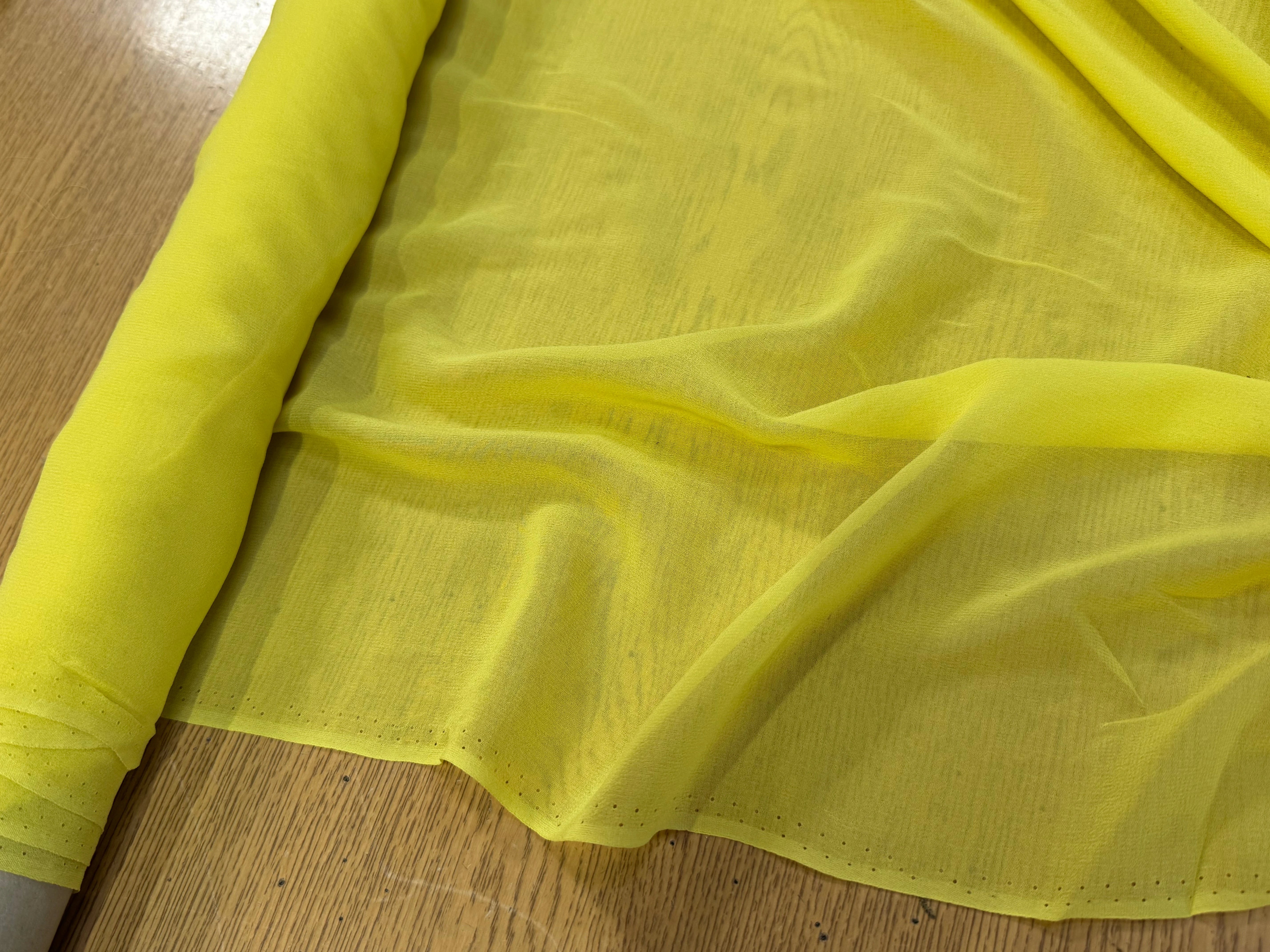 (Chute) CREPE GEORGETTE DE SOIE JAUNE MOYEN - My Little Coupon
