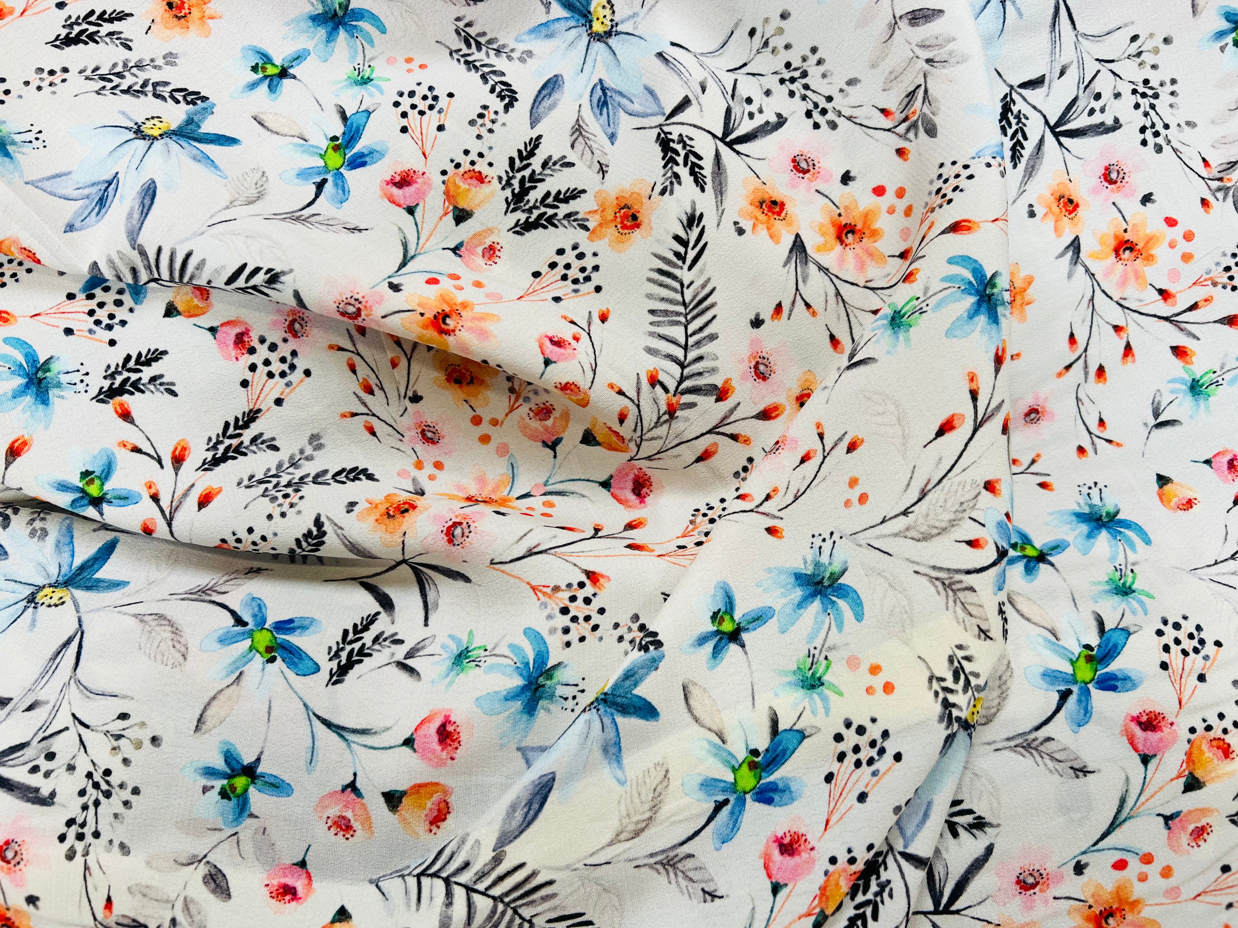 (Chute) CRÊPE MAROCAIN VISCOSE EXPLOSION DE FLEURS - My Little Coupon