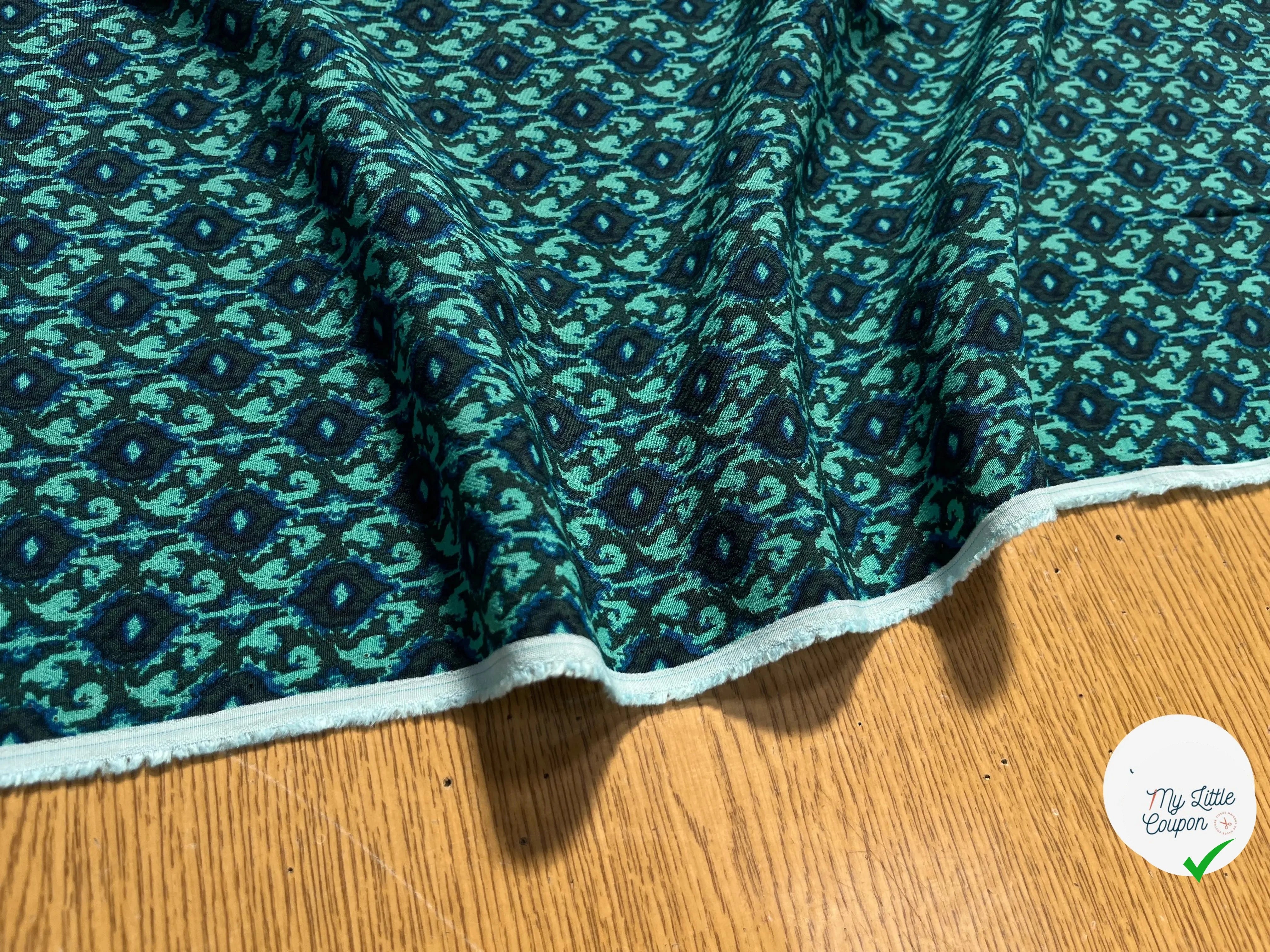 CRÊPE VISCOSE BAROQUE BLEU&VERT - My Little Coupon