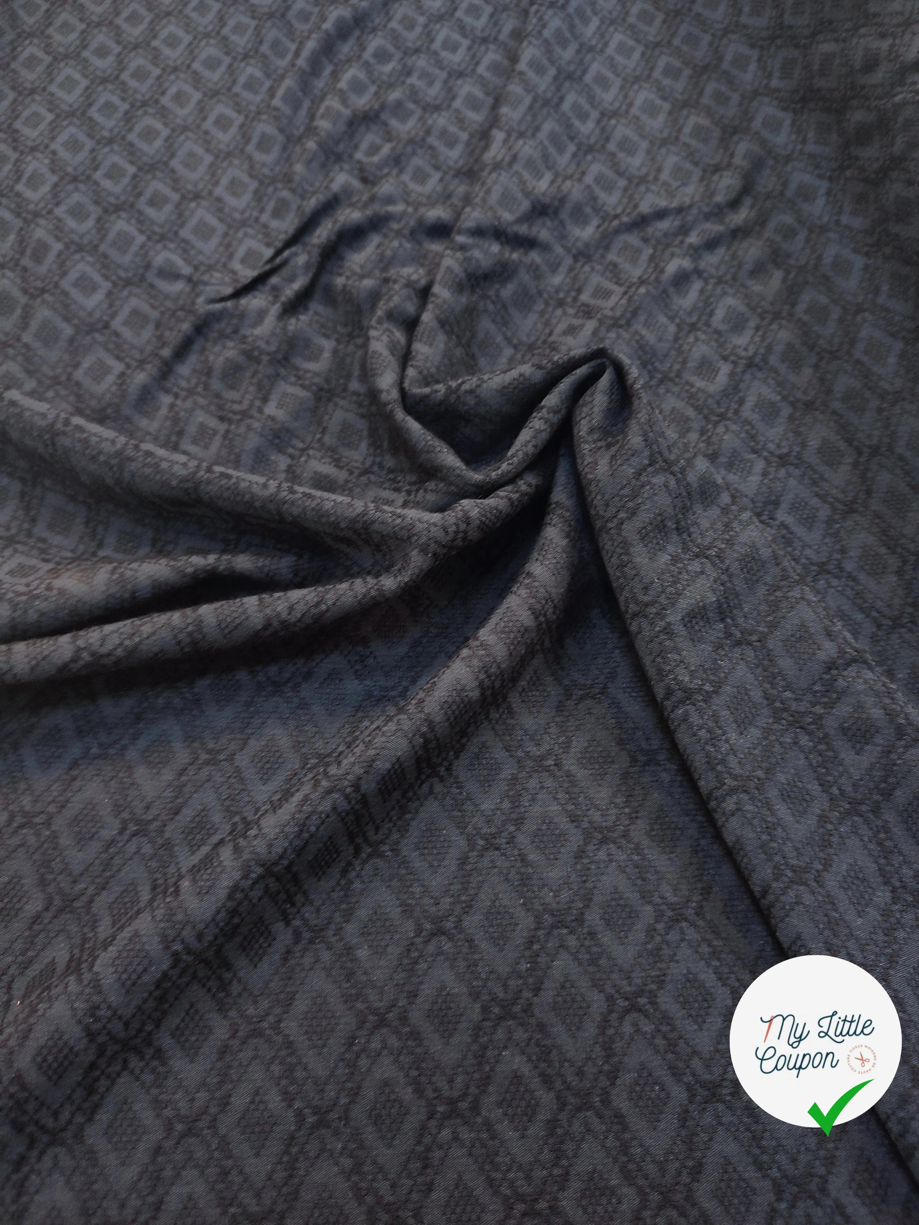 CRÊPE VISCOSE LOURD JACQUARD NAVY - My Little Coupon