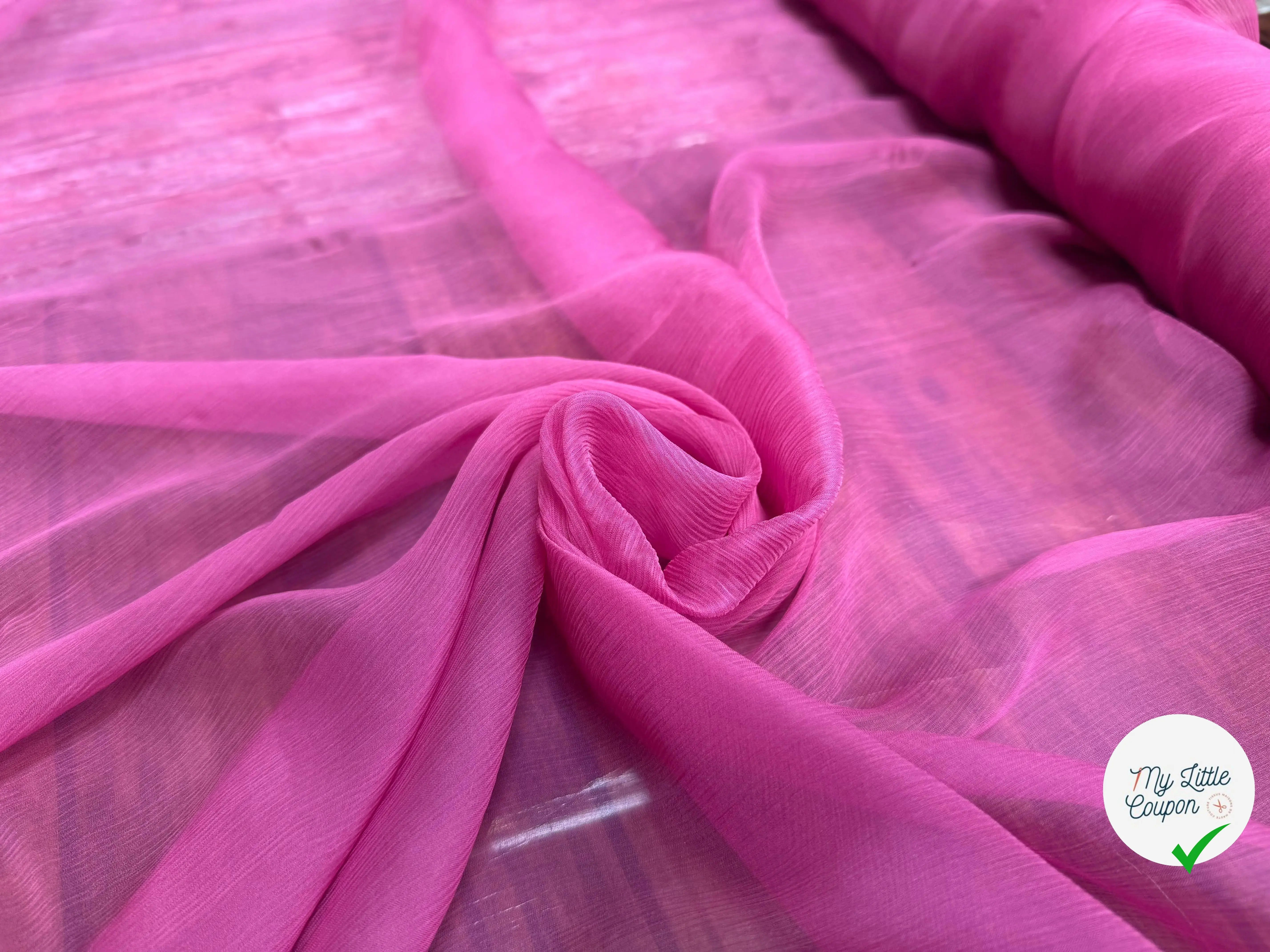 CREPON DE SOIE EFFET PLISSÉ ROSE UNI - My Little Coupon