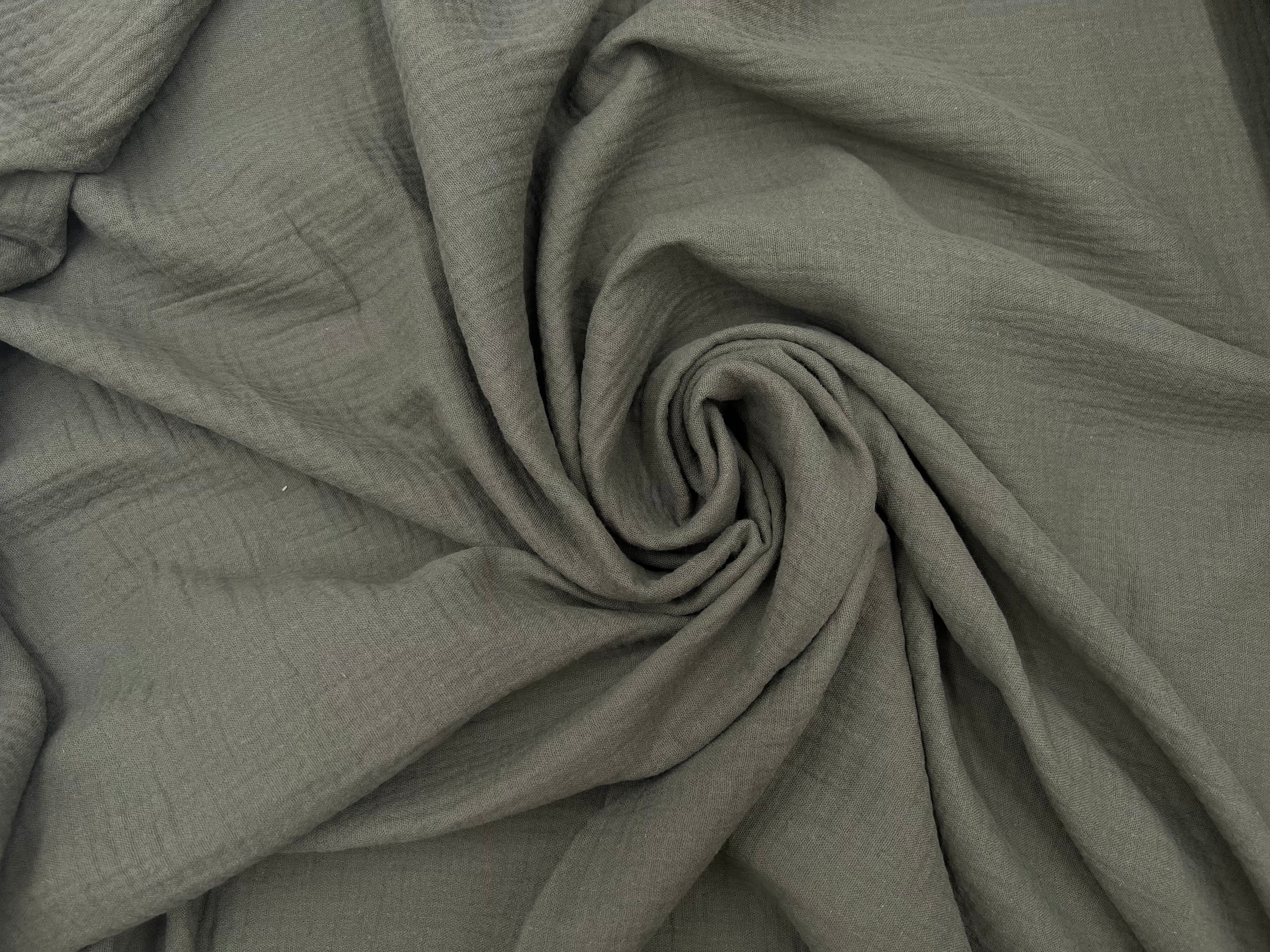 (Chute) DOUBLE GAZE DE COTON KAKI GRIS - My Little Coupon