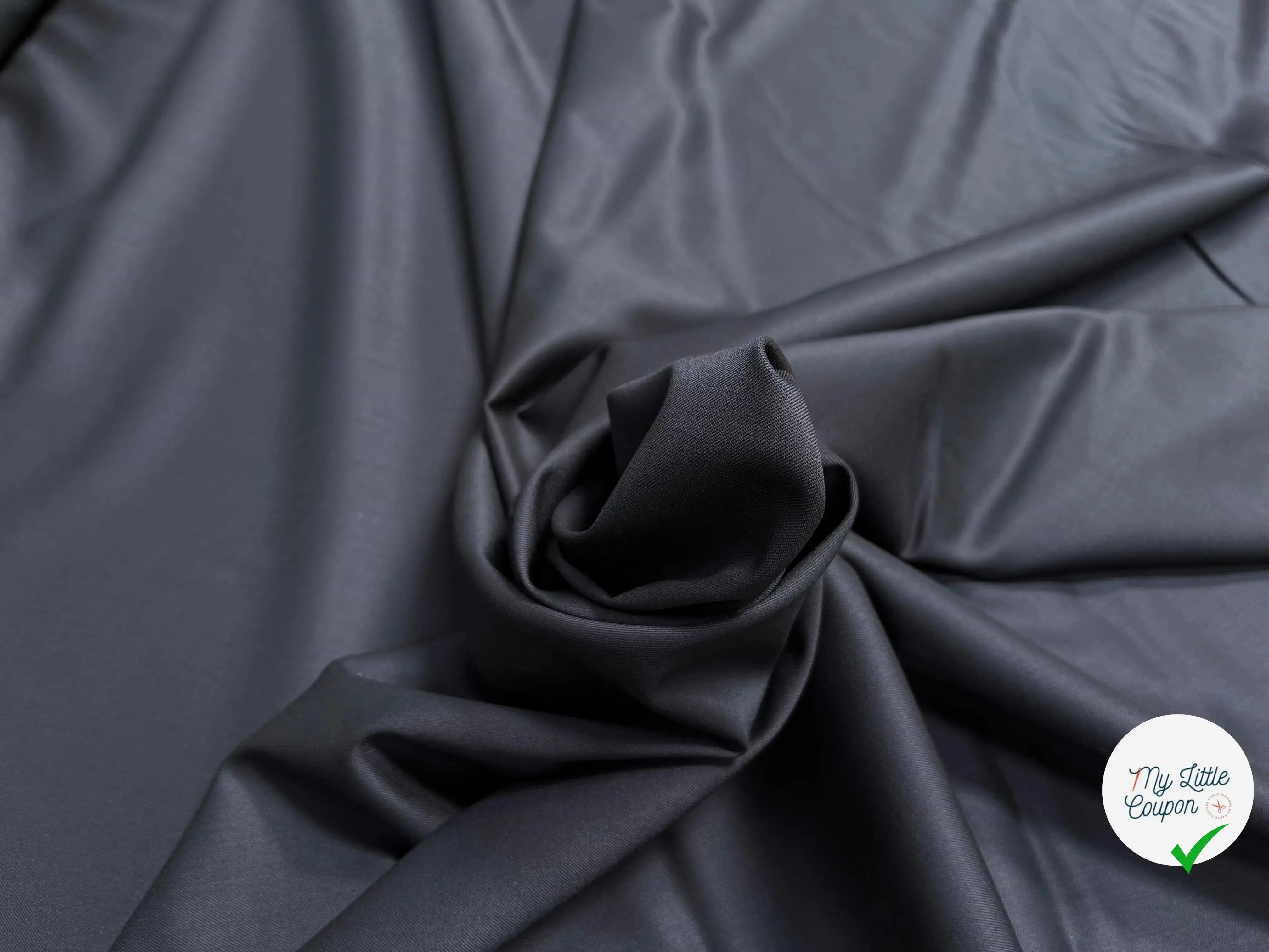 DRAPERIE 100% LAINEBLEU MARINE ENVERS NOIR UNI - My Little Coupon
