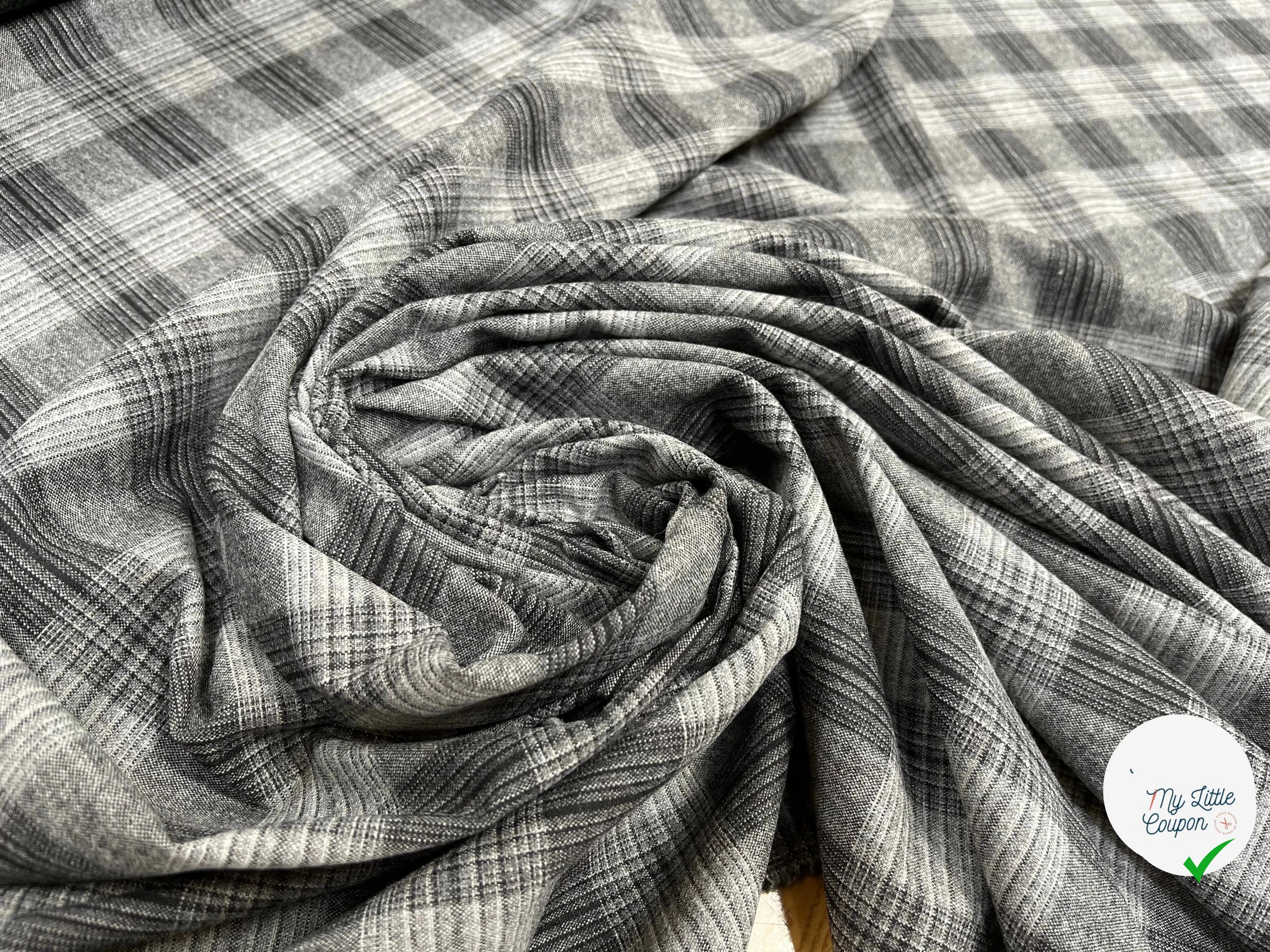 DRAPERIE FLANELLE MOTIF PRINCE DE GALLES GRIS - My Little Coupon
