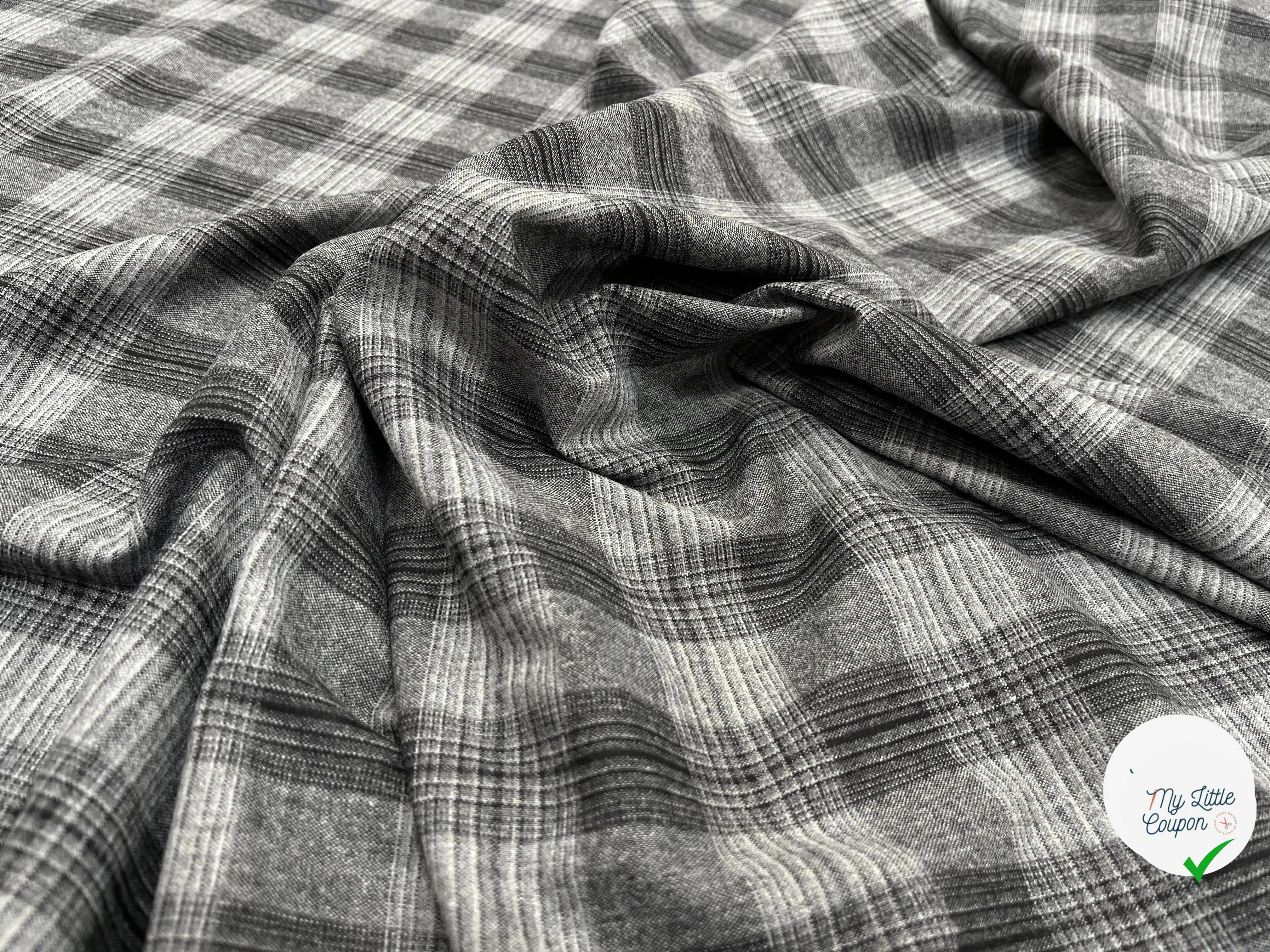 DRAPERIE FLANELLE MOTIF PRINCE DE GALLES GRIS - My Little Coupon