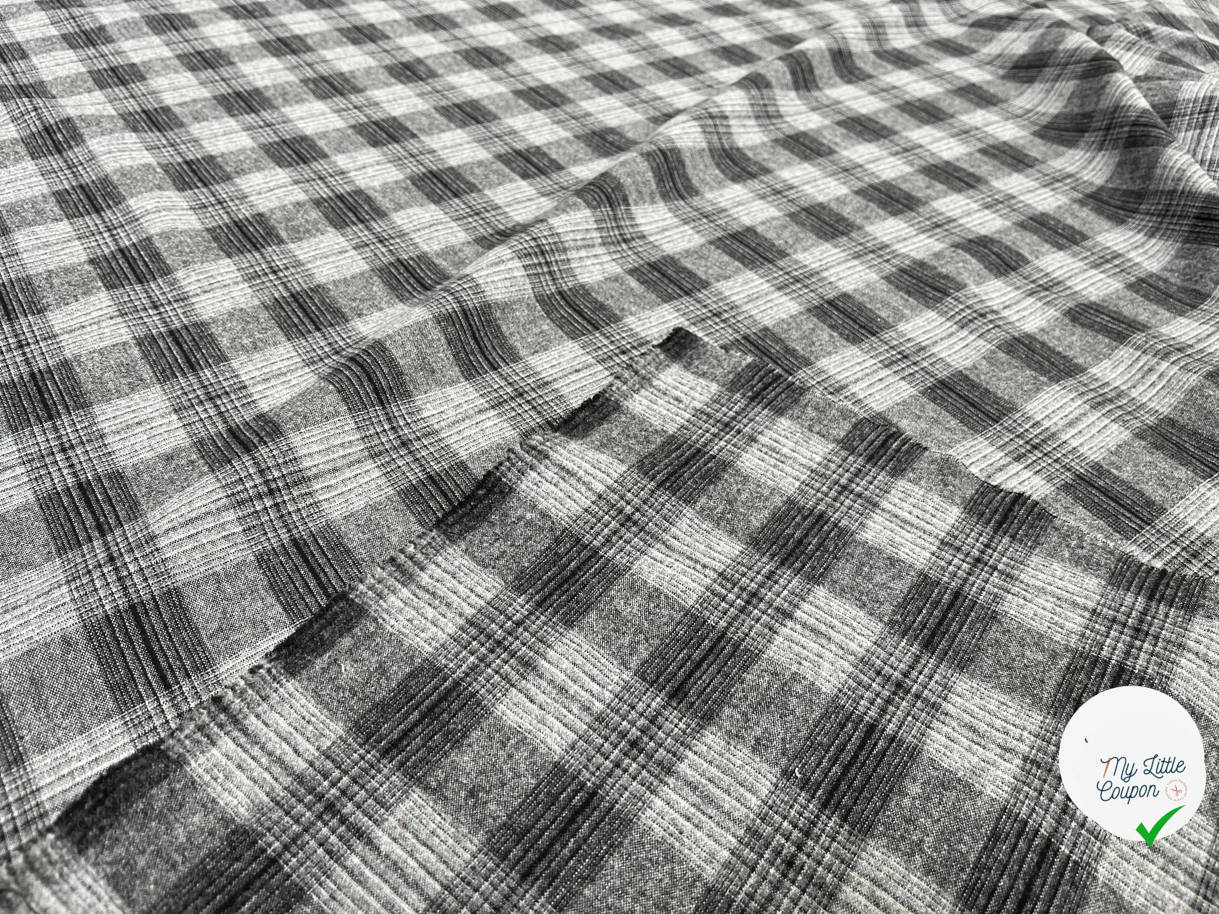 DRAPERIE FLANELLE MOTIF PRINCE DE GALLES GRIS - My Little Coupon
