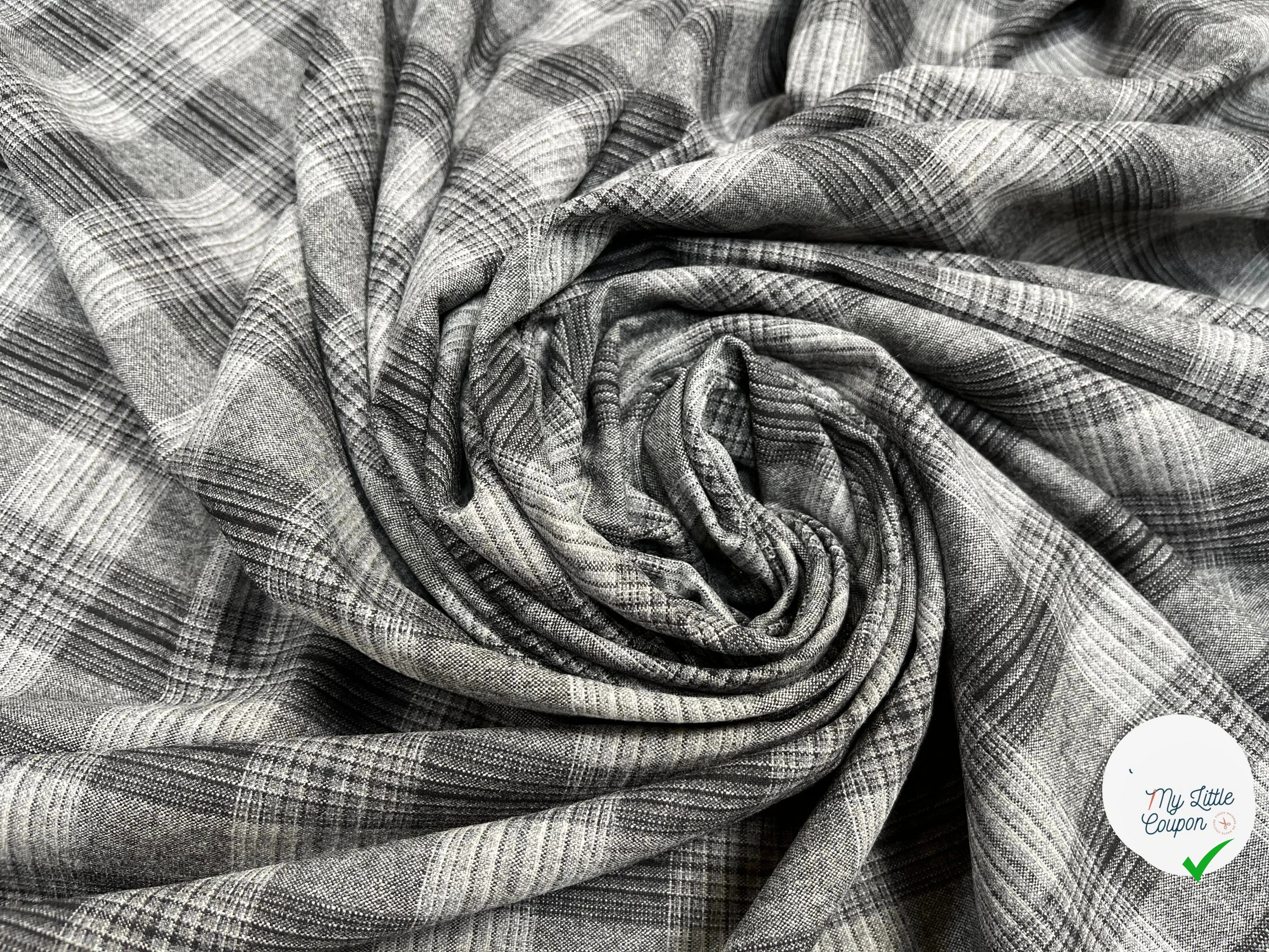DRAPERIE FLANELLE MOTIF PRINCE DE GALLES GRIS - My Little Coupon