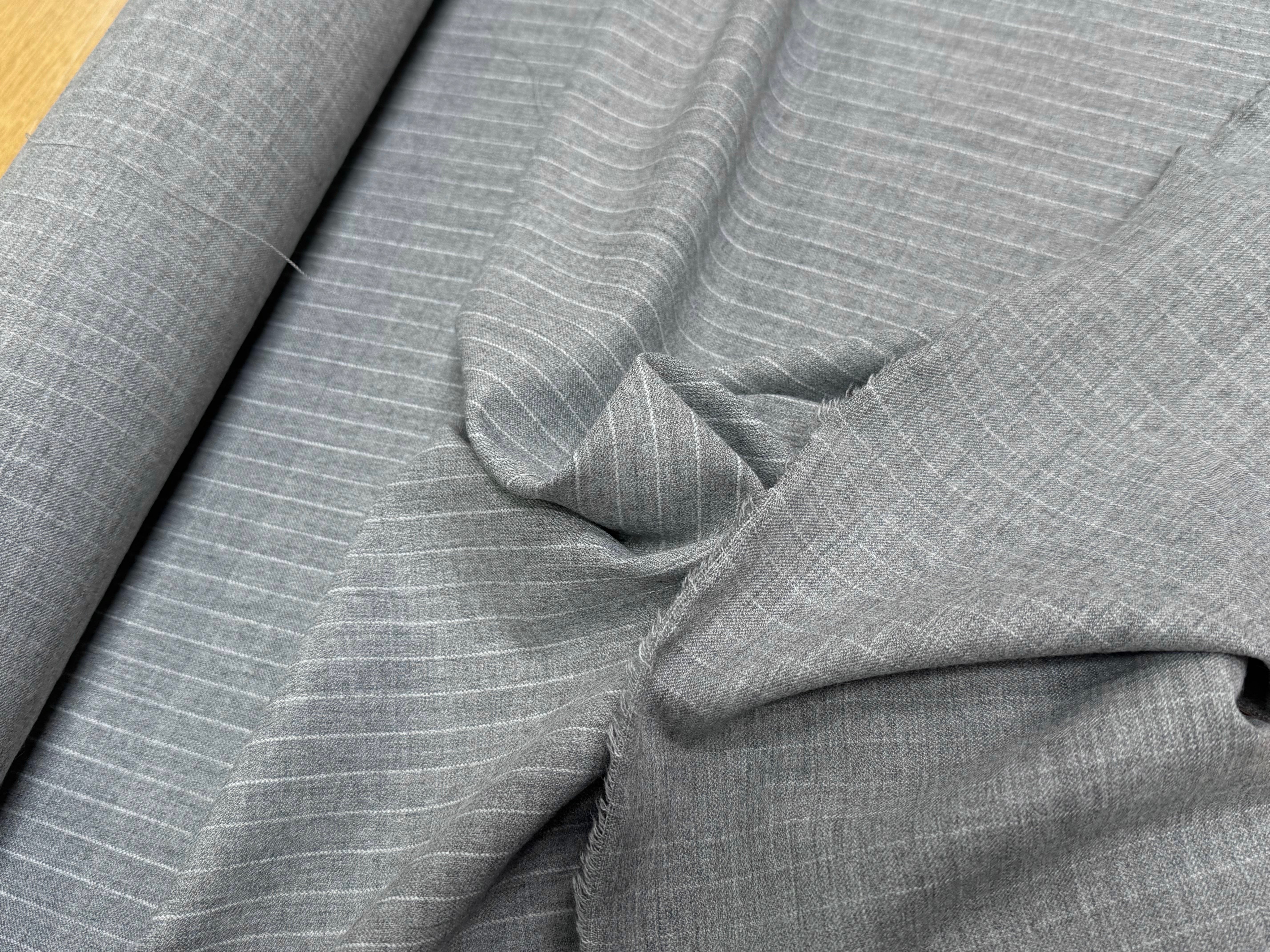 DRAPERIE POLYVISCOSE LAINE STRETCH GRIS RAYÉ - My Little Coupon