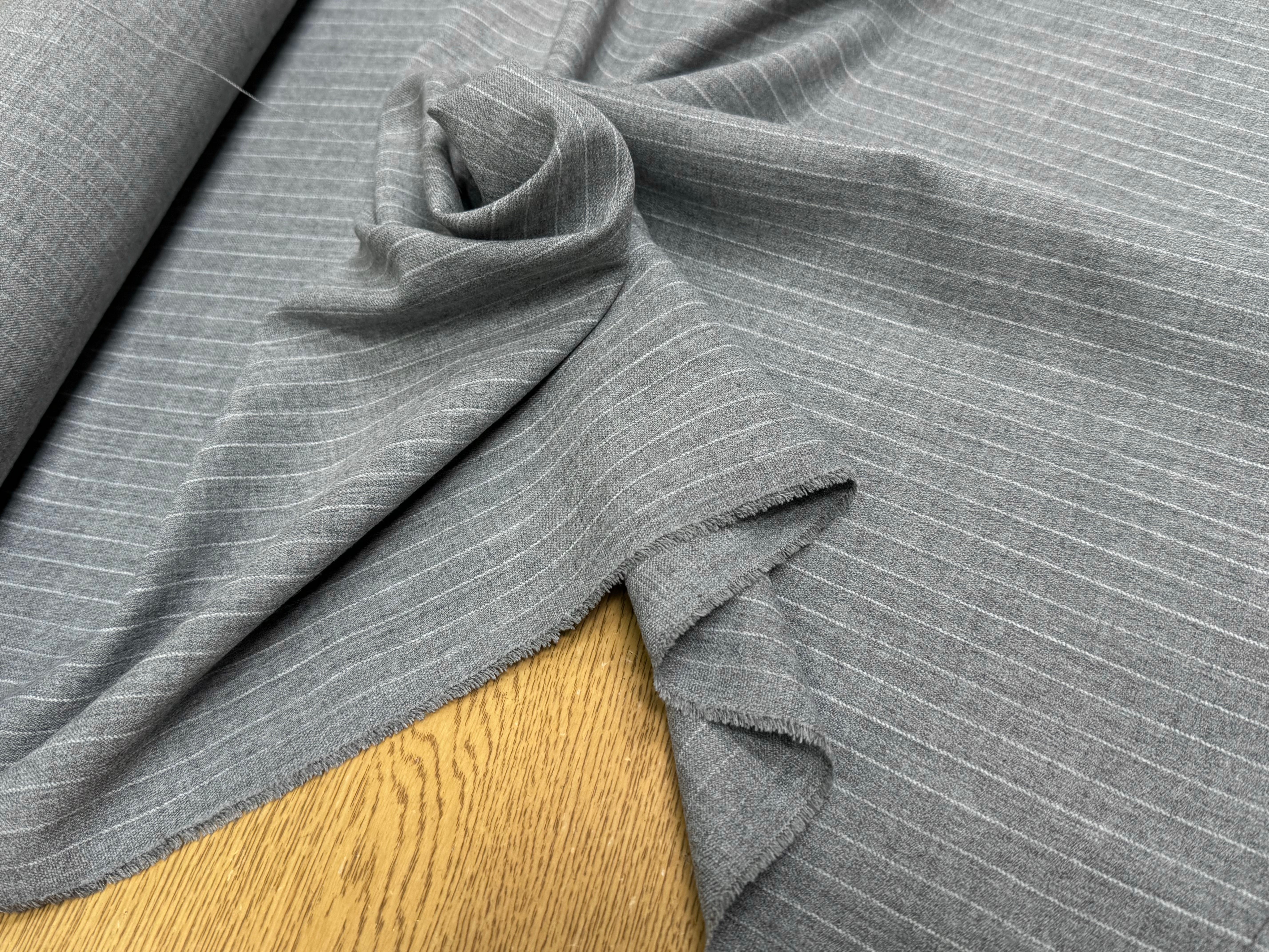 DRAPERIE POLYVISCOSE LAINE STRETCH GRIS RAYÉ - My Little Coupon