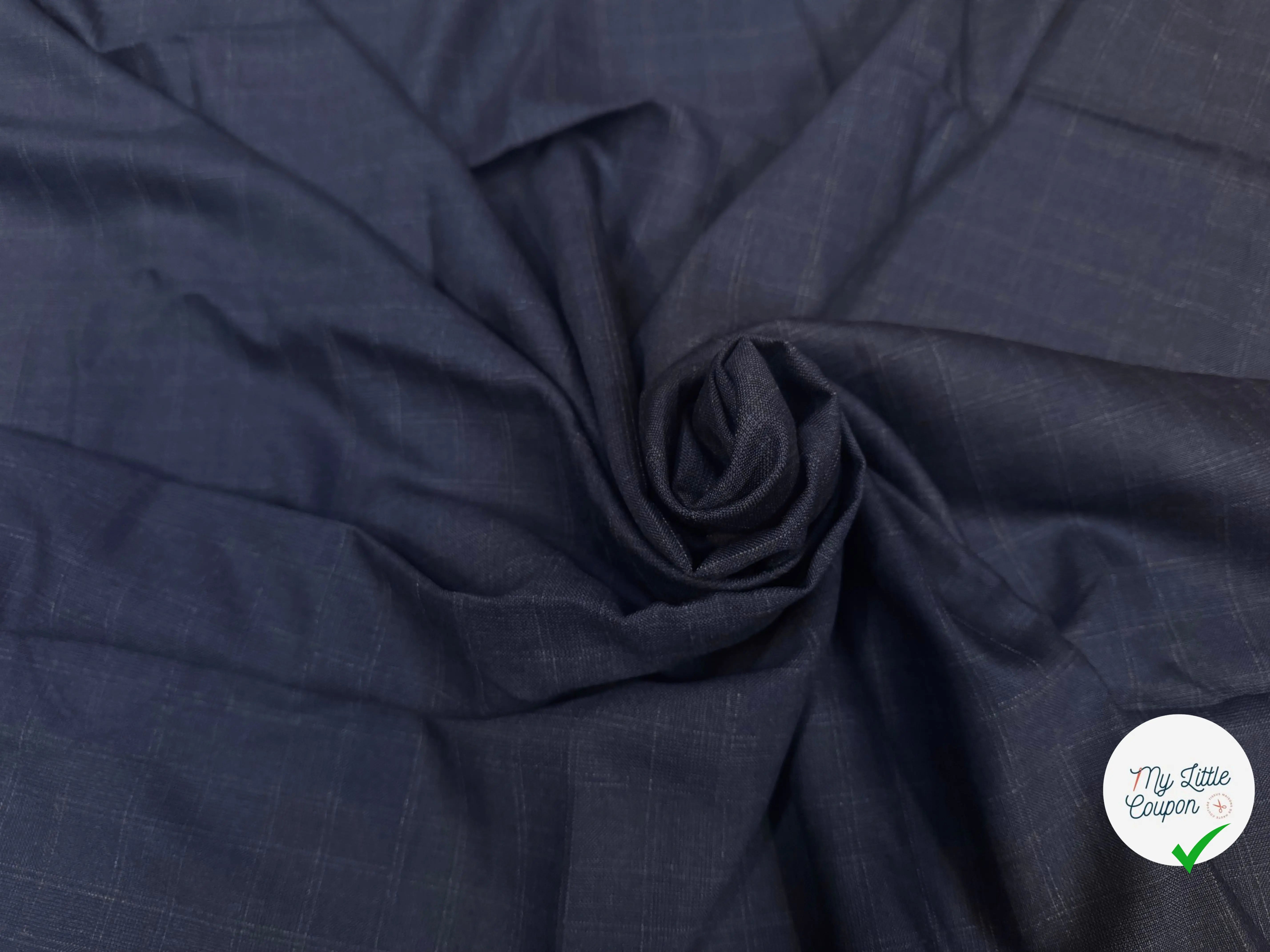 (Chute) DRAPERIE VITALE BARBERIS 100% LAINE CARREAUX CREAM FOND NAVY - My Little Coupon