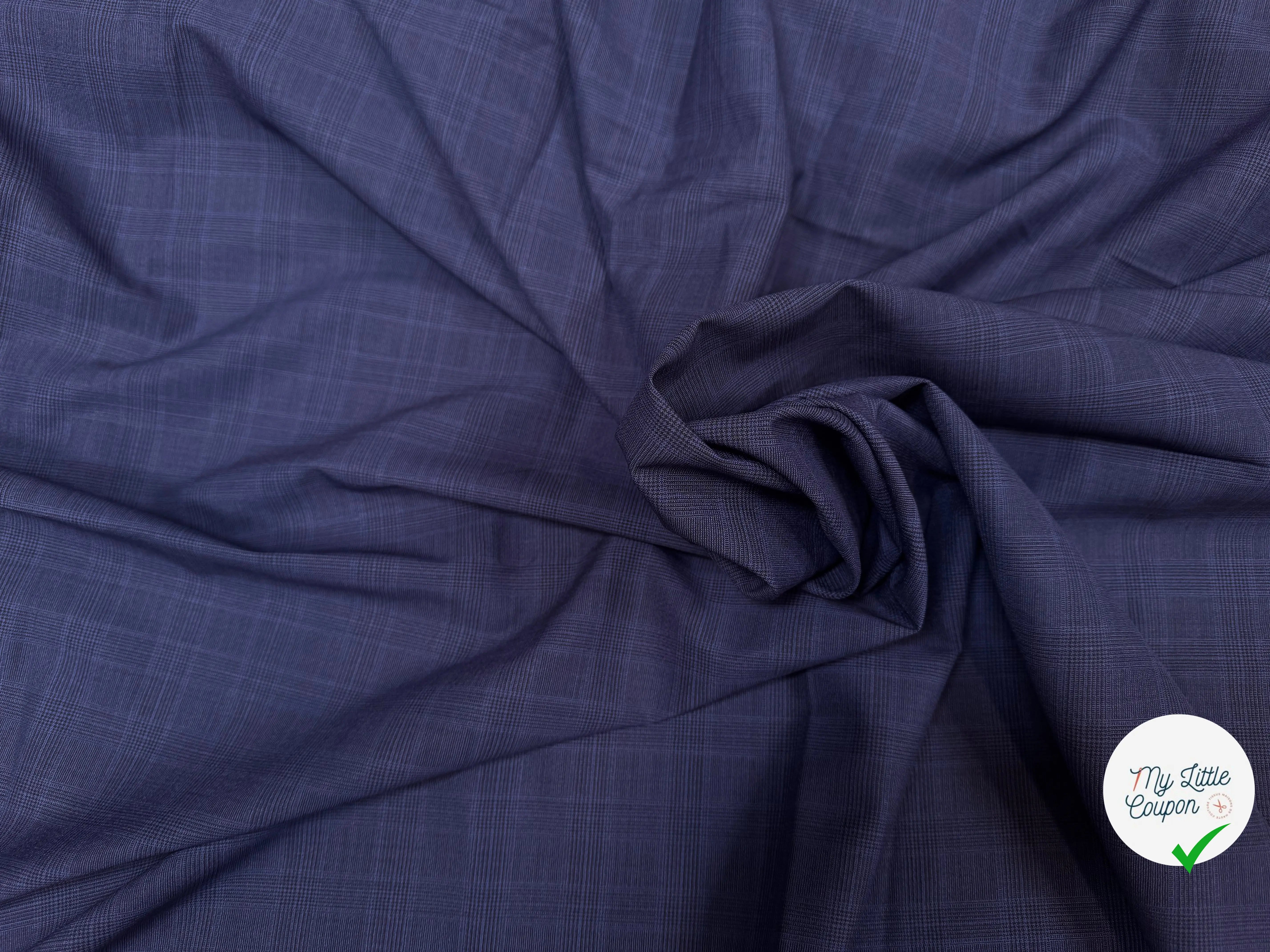 (Chute) DRAPERIE VITALE BARBERIS 100% LAINE PRINCE DE GALLES BLEU - My Little Coupon