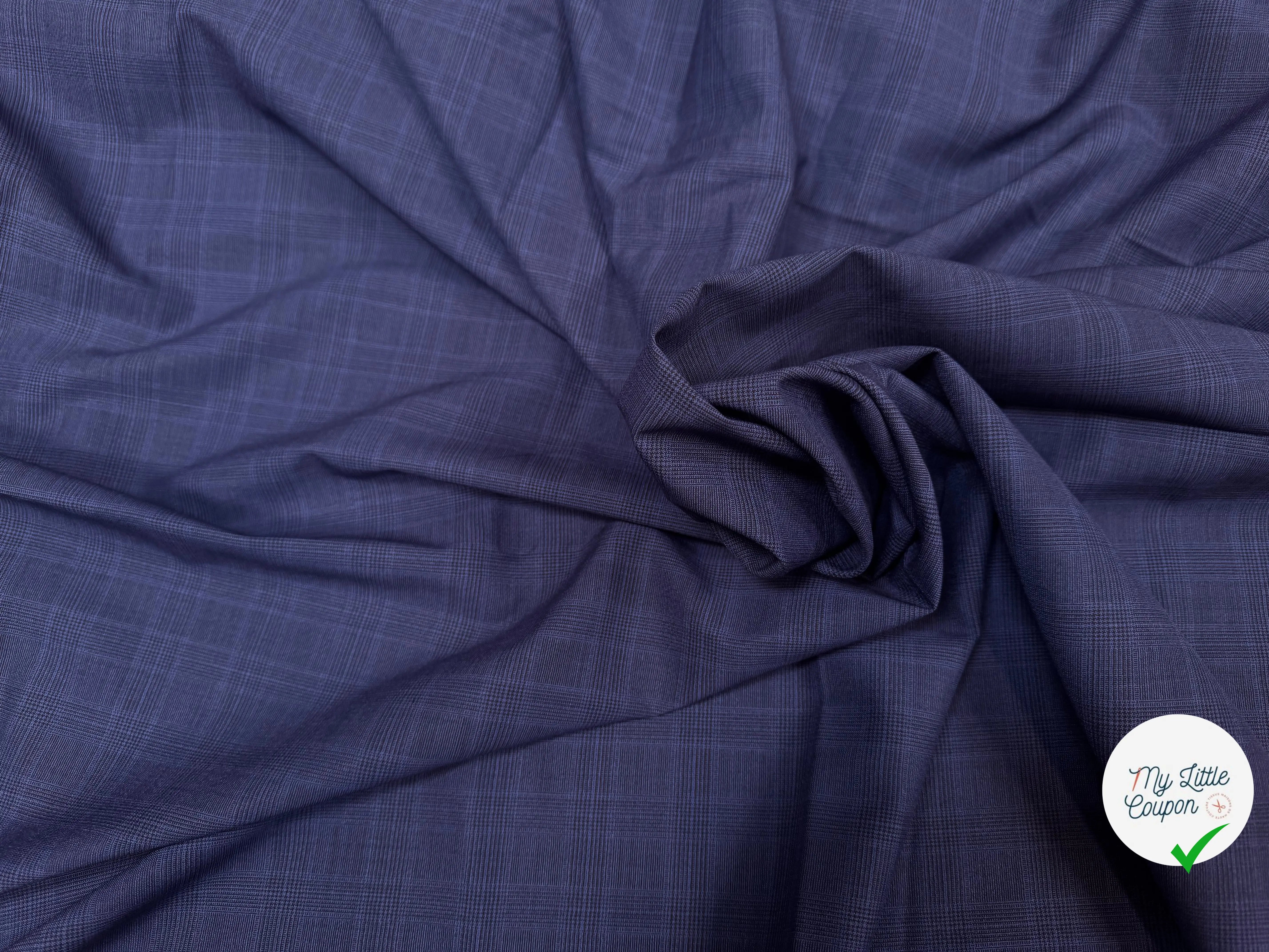 (Chute) DRAPERIE VITALE BARBERIS 100% LAINE PRINCE DE GALLES BLEU - My Little Coupon