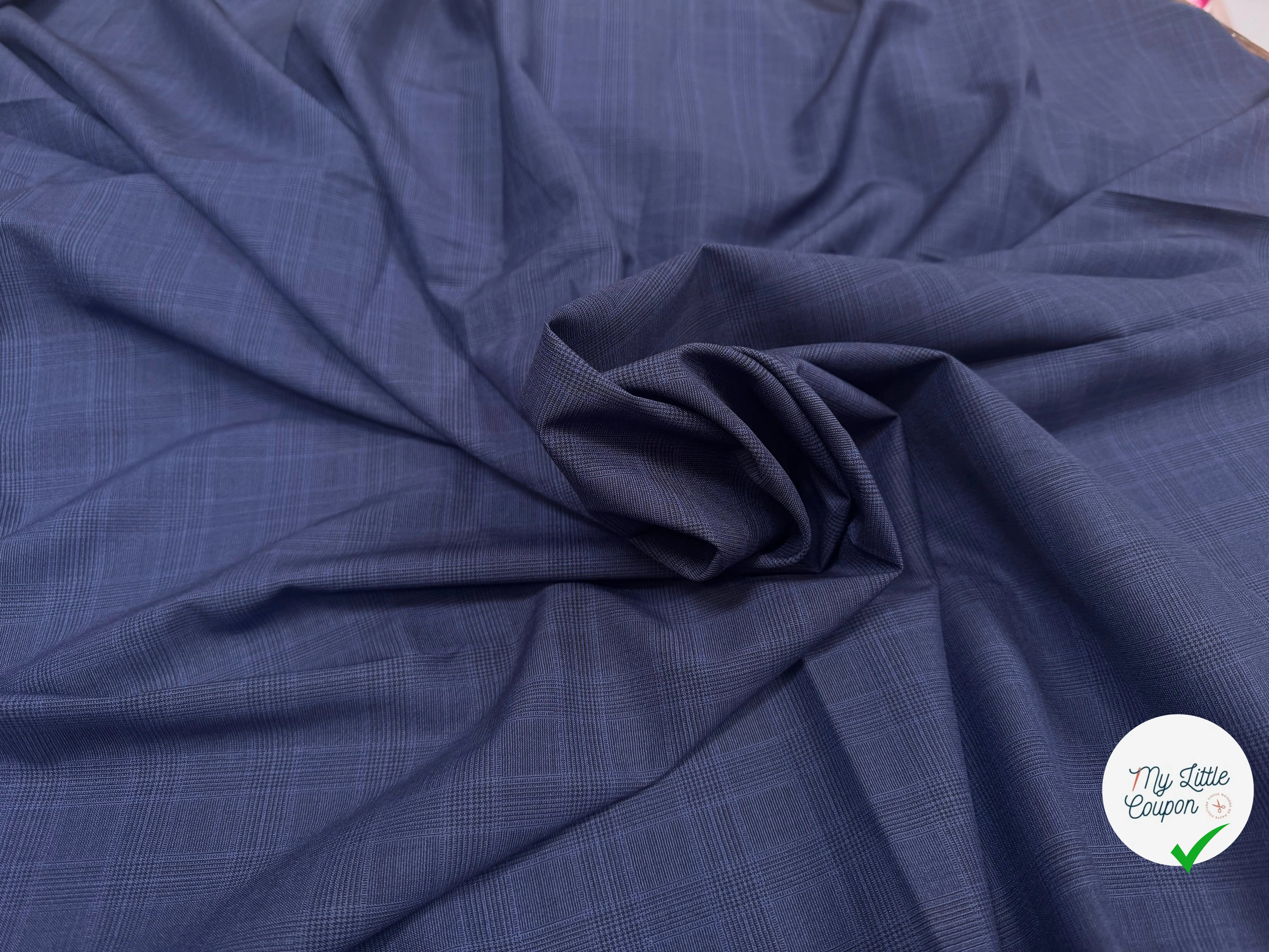 (Chute) DRAPERIE VITALE BARBERIS 100% LAINE PRINCE DE GALLES BLEU - My Little Coupon