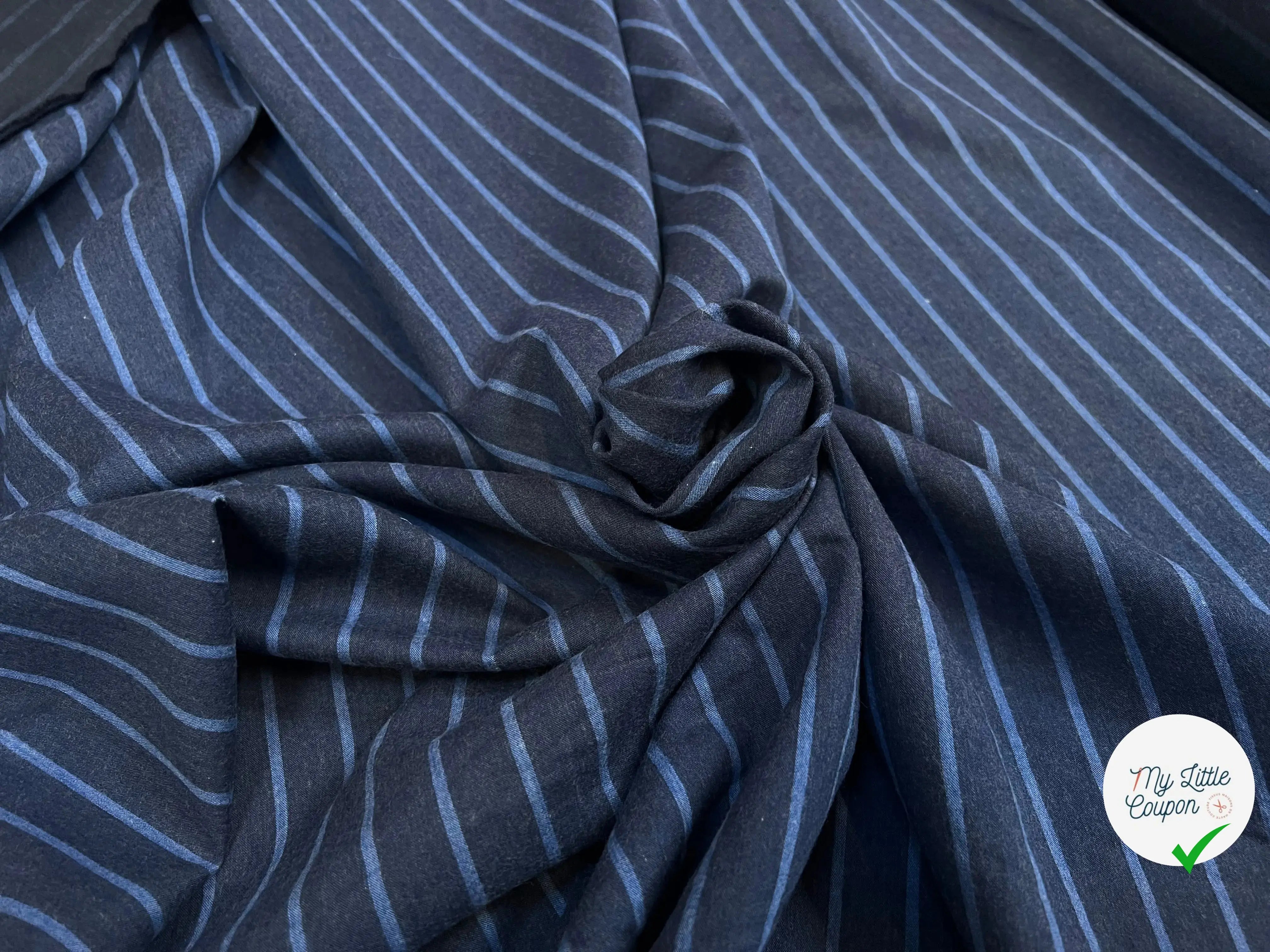 FLANELLE DE COTON À RAYURES BLEU - My Little Coupon