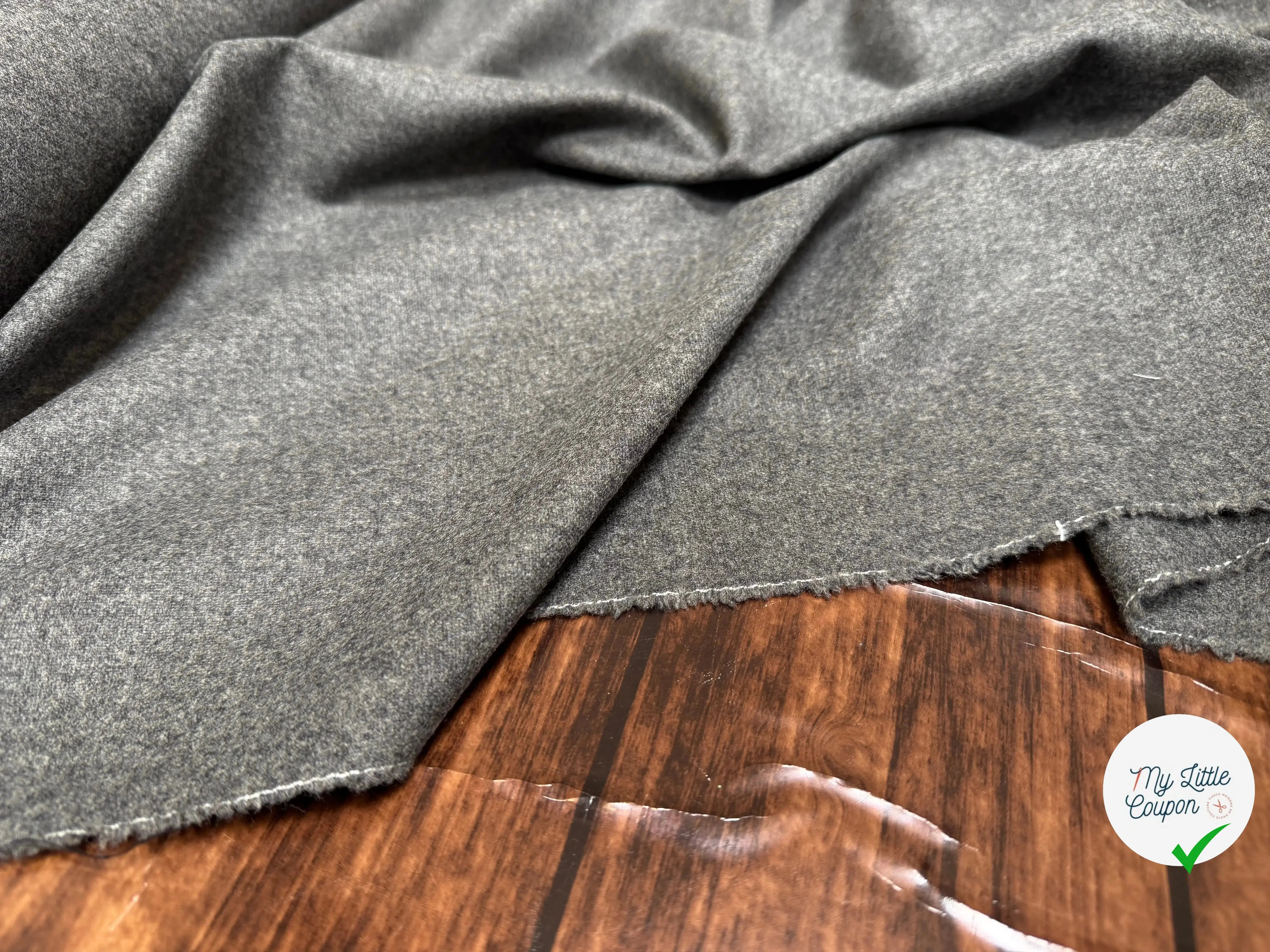 FLANELLE DE LAINE LOURDE UNI GRIS CLAIR - My Little Coupon