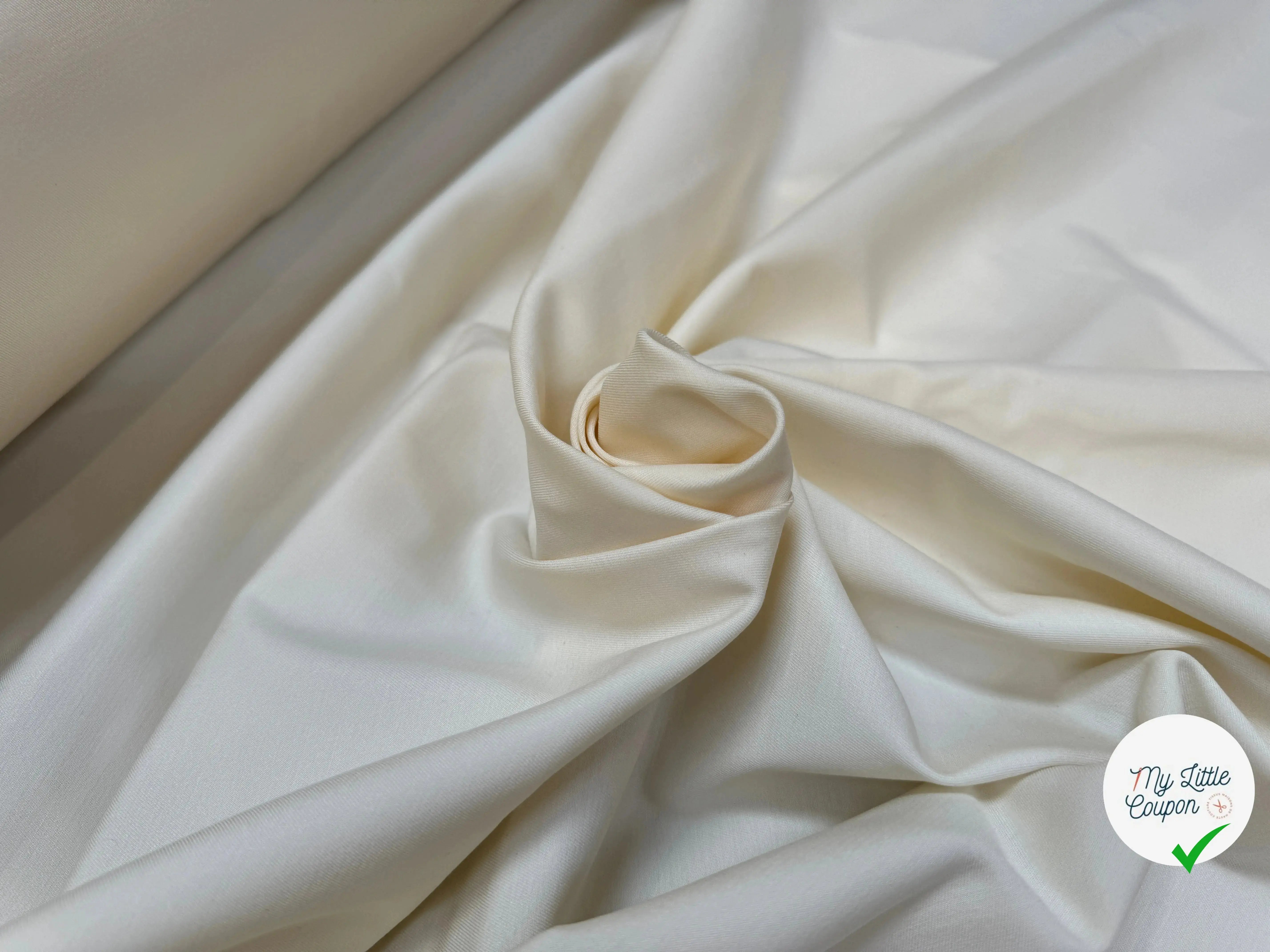 GABARDINE DE COTON STRETCH IVORY - My Little Coupon