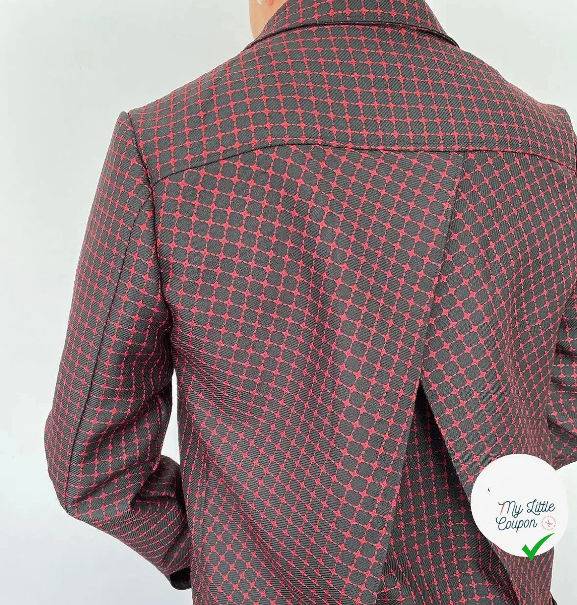 GABARDINE REBRODÉE DE CARREAUX BLACK ET RED MSO
