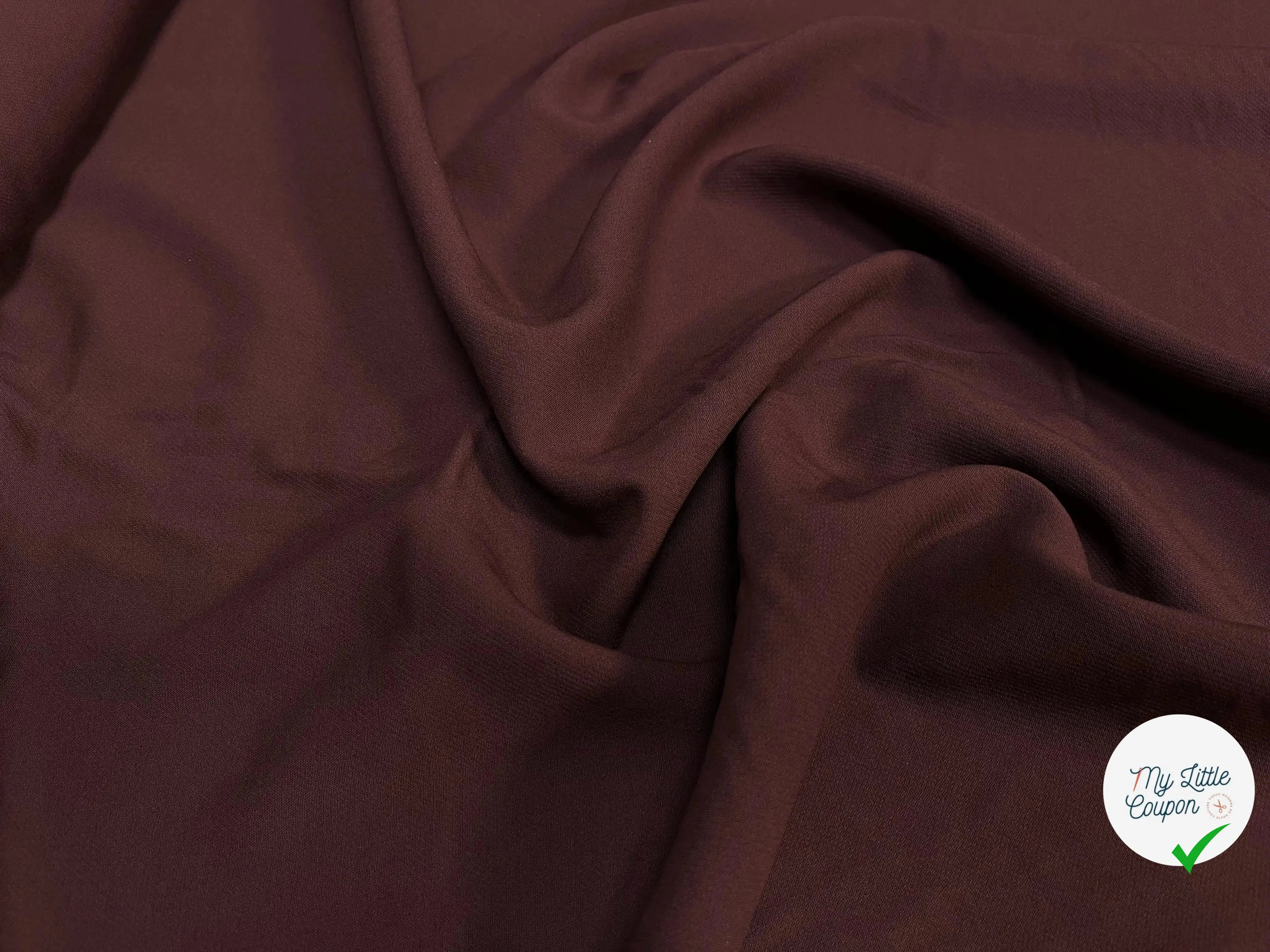 GABARDINE VISCOSE SERGÉE UNI MARRON TERRE - My Little Coupon