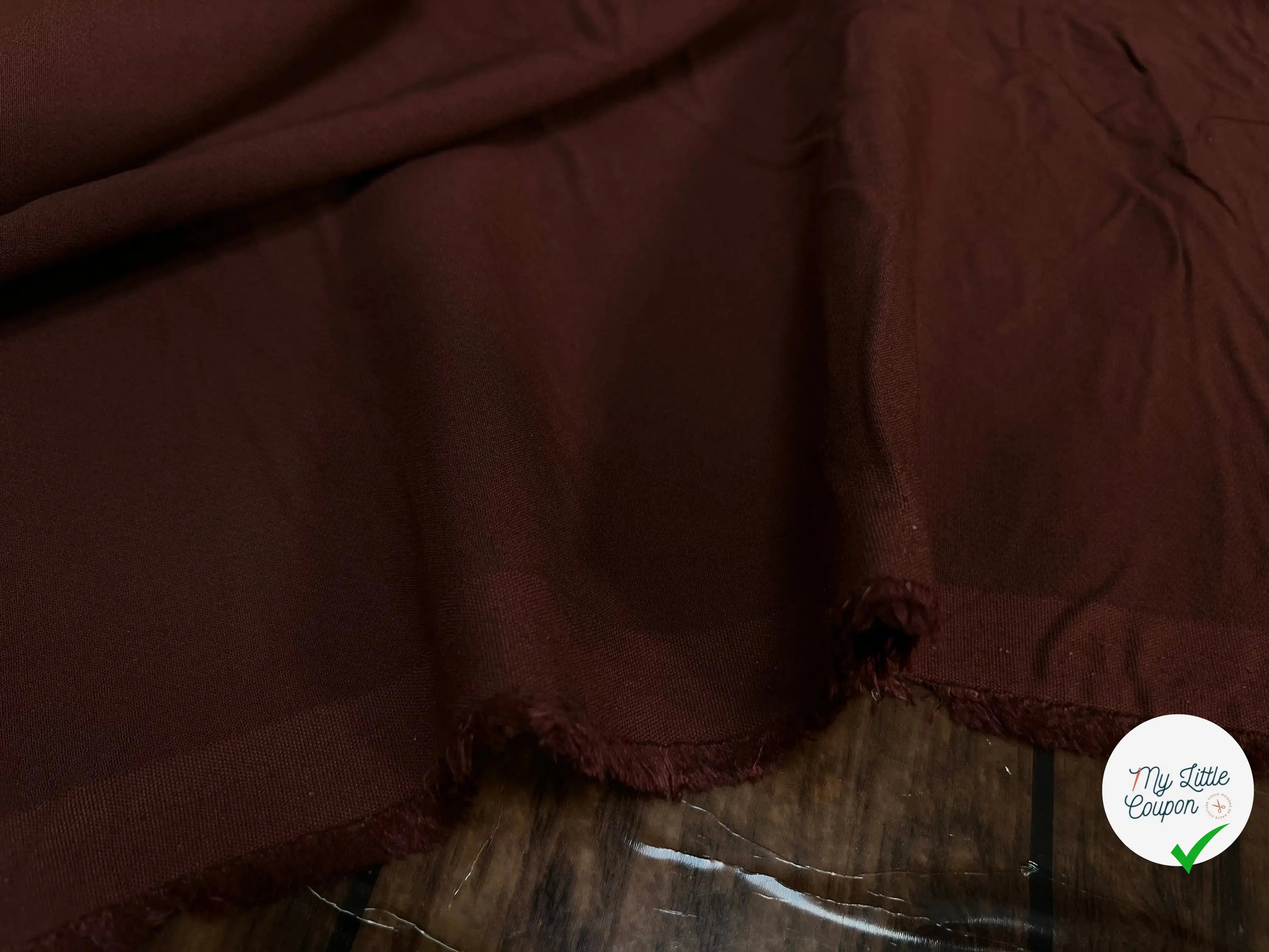 GABARDINE VISCOSE SERGÉE UNI MARRON TERRE - My Little Coupon