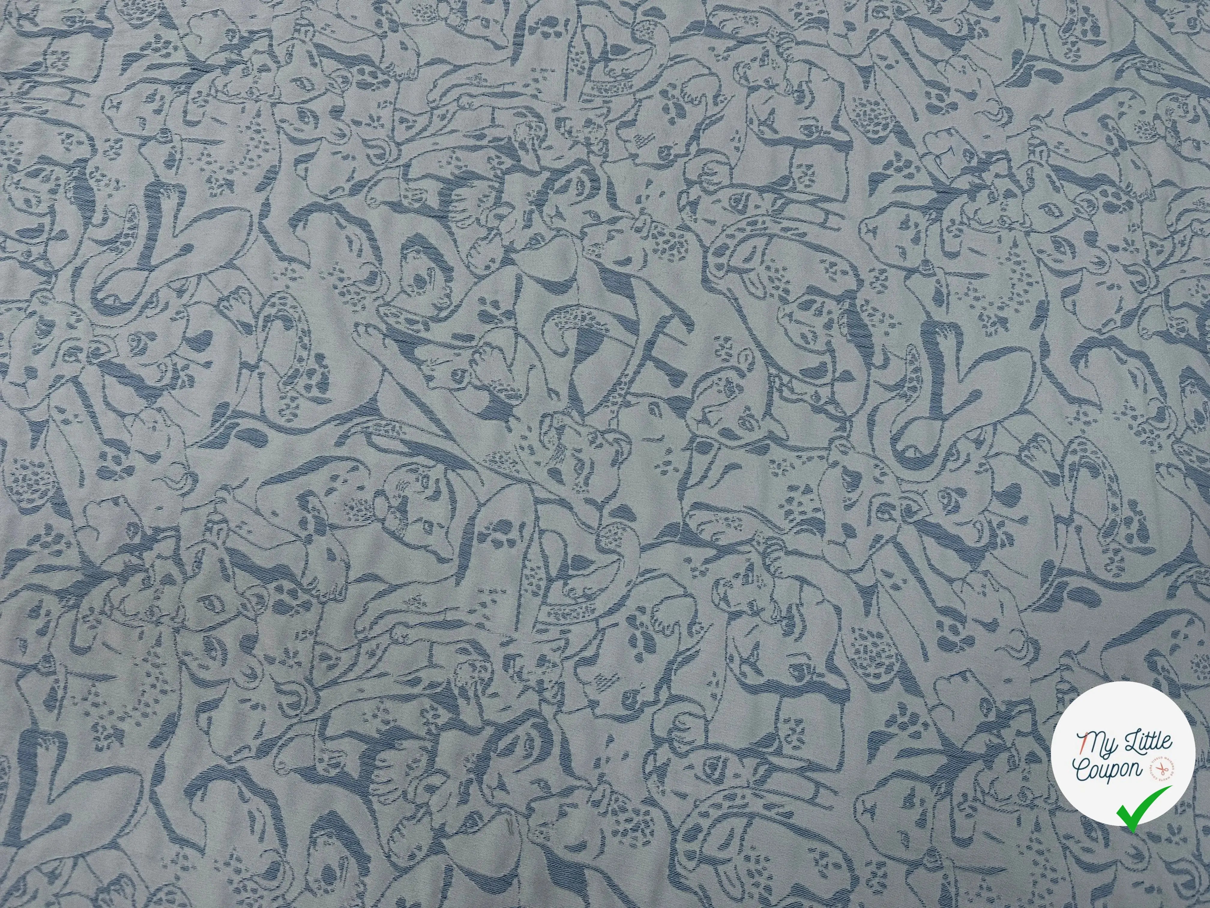 JACQUARD REVERSIBLE FACE BLEU FACE CREME FELIN - My Little Coupon