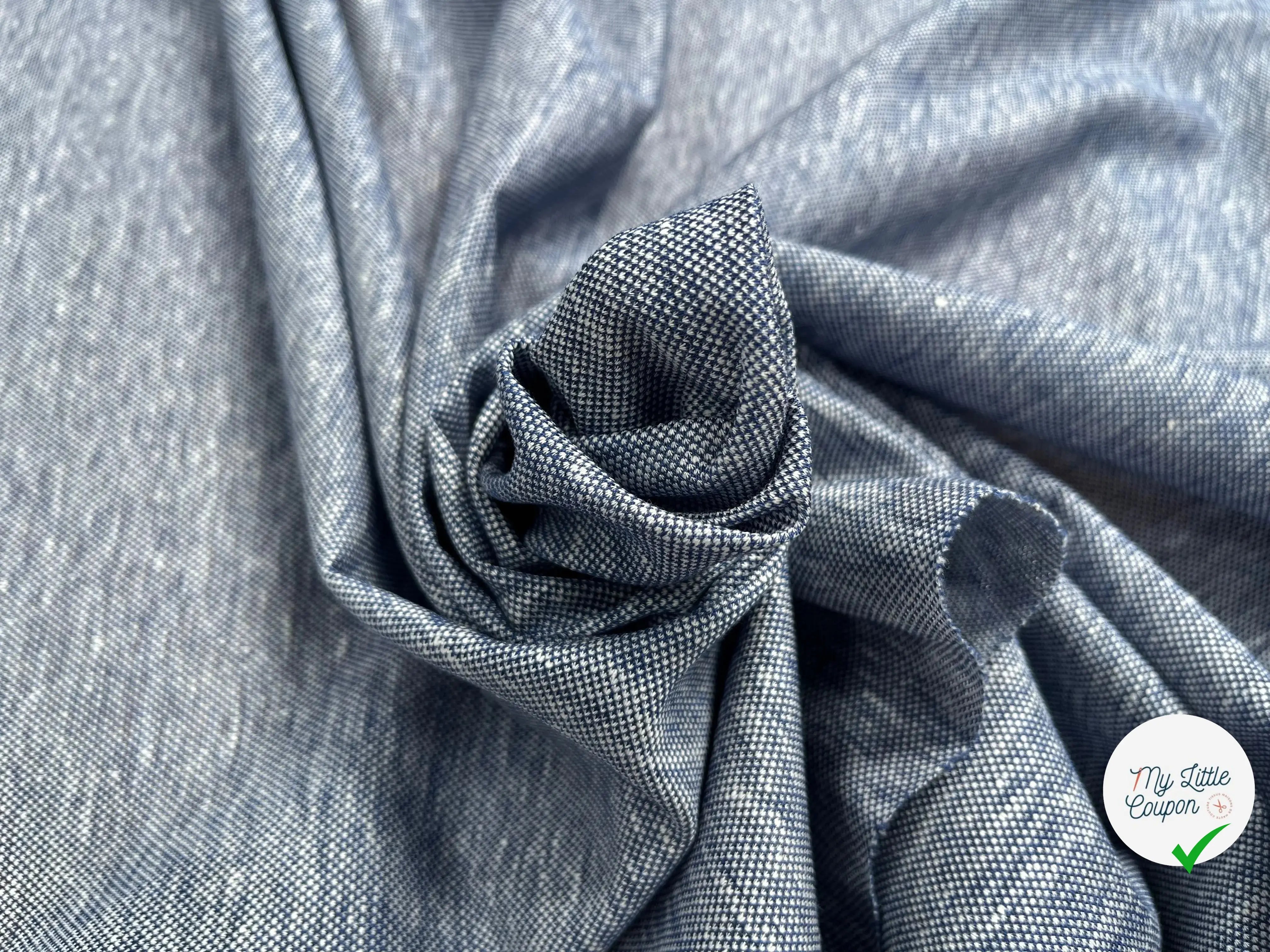 JERSEY PIQUÉ DE COTON BLEU GRIS - My Little Coupon