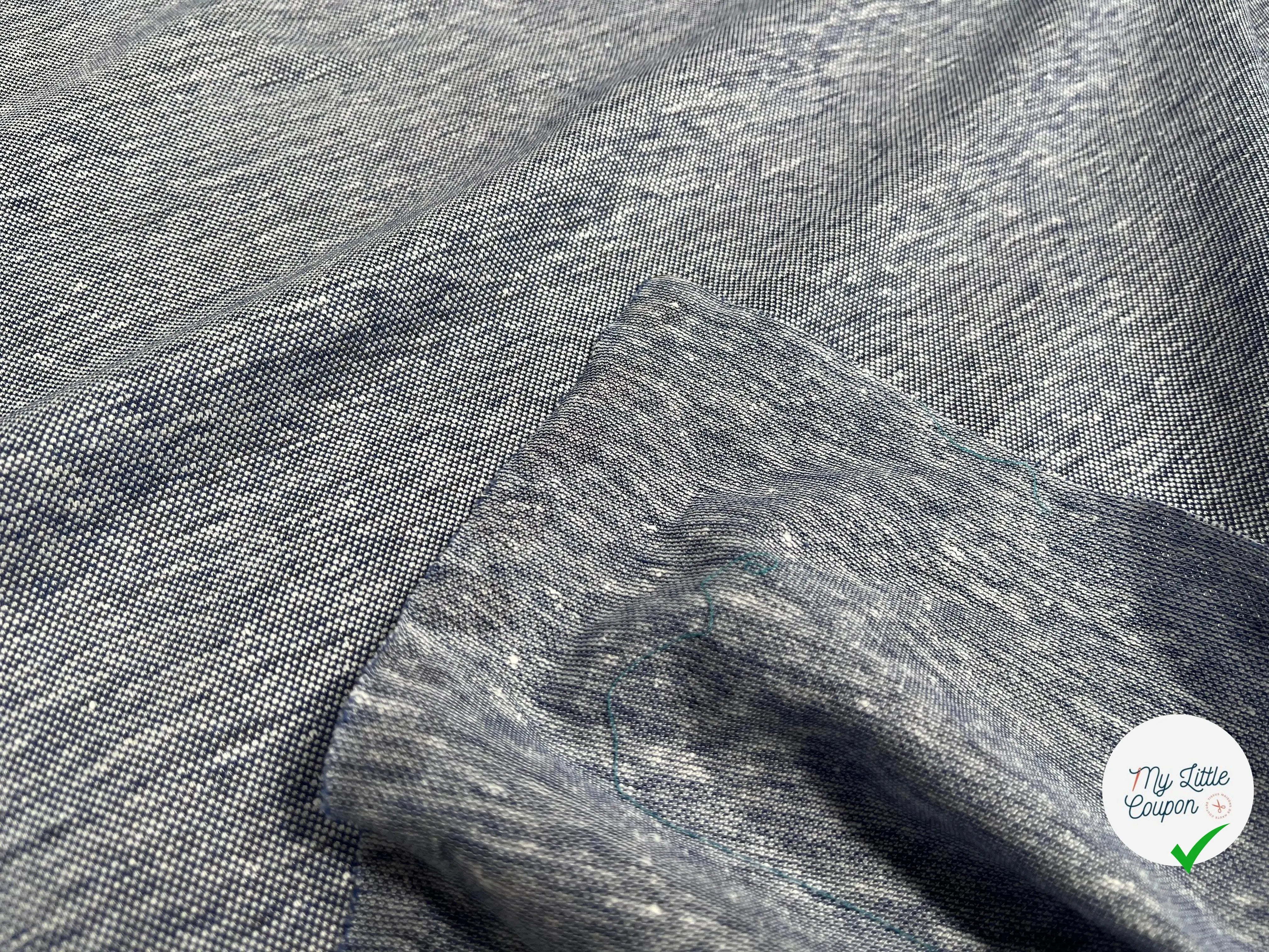 JERSEY PIQUÉ DE COTON BLEU GRIS - My Little Coupon