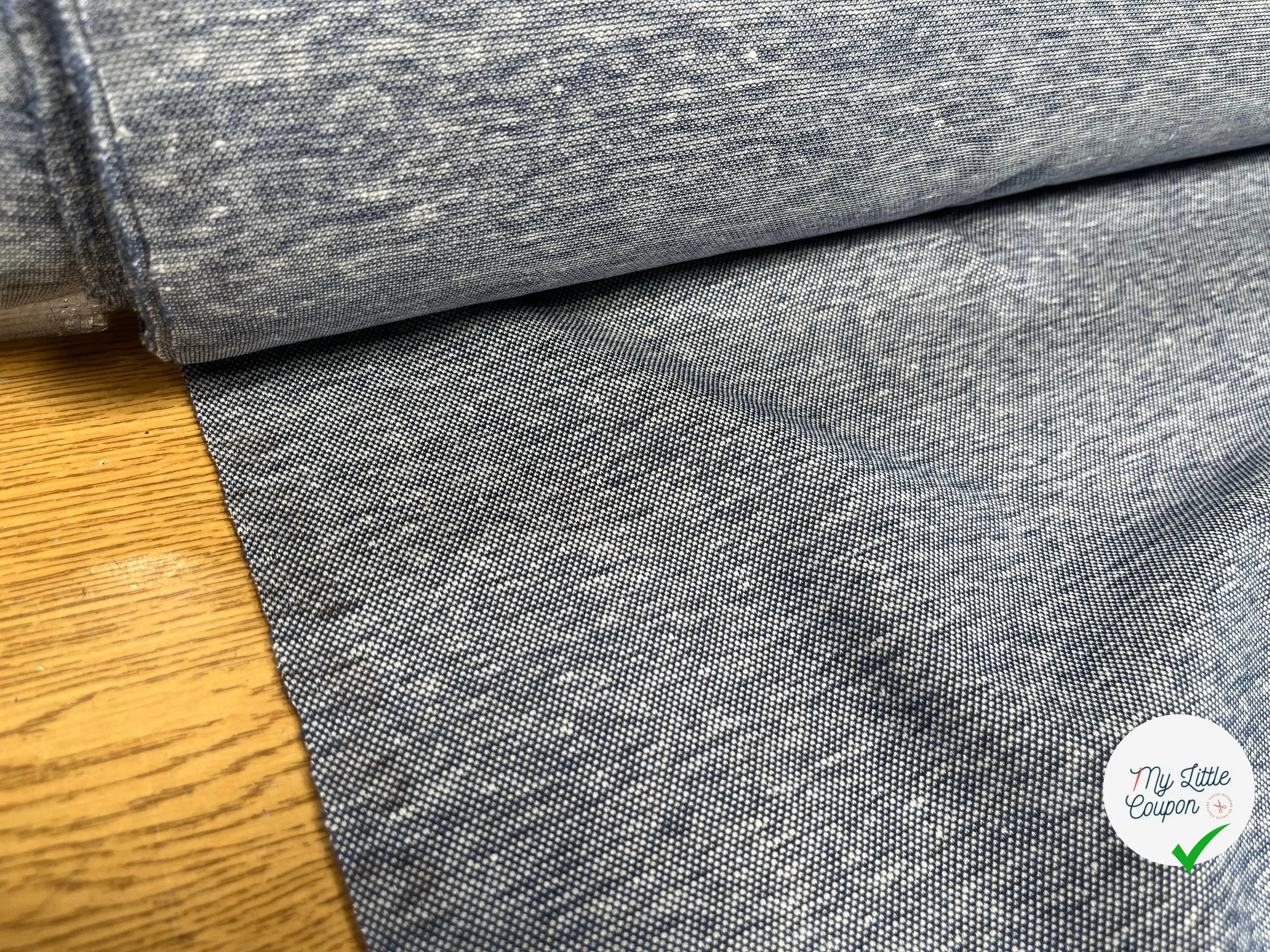 JERSEY PIQUÉ DE COTON BLEU GRIS - My Little Coupon