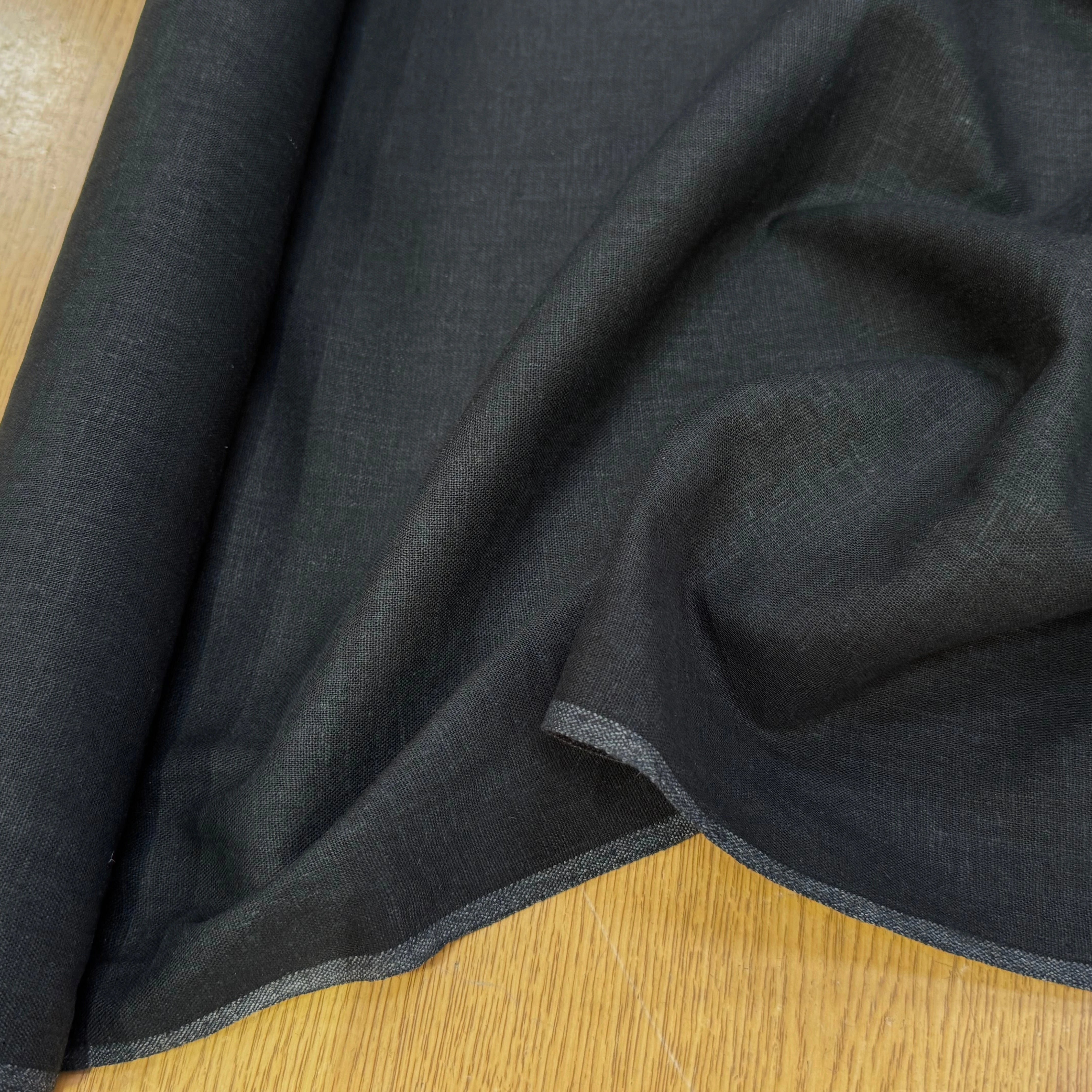 (Chute) LIN VISCOSE BEAU TOUCHER 55% LIN NOIR TEXTURÉ - My Little Coupon