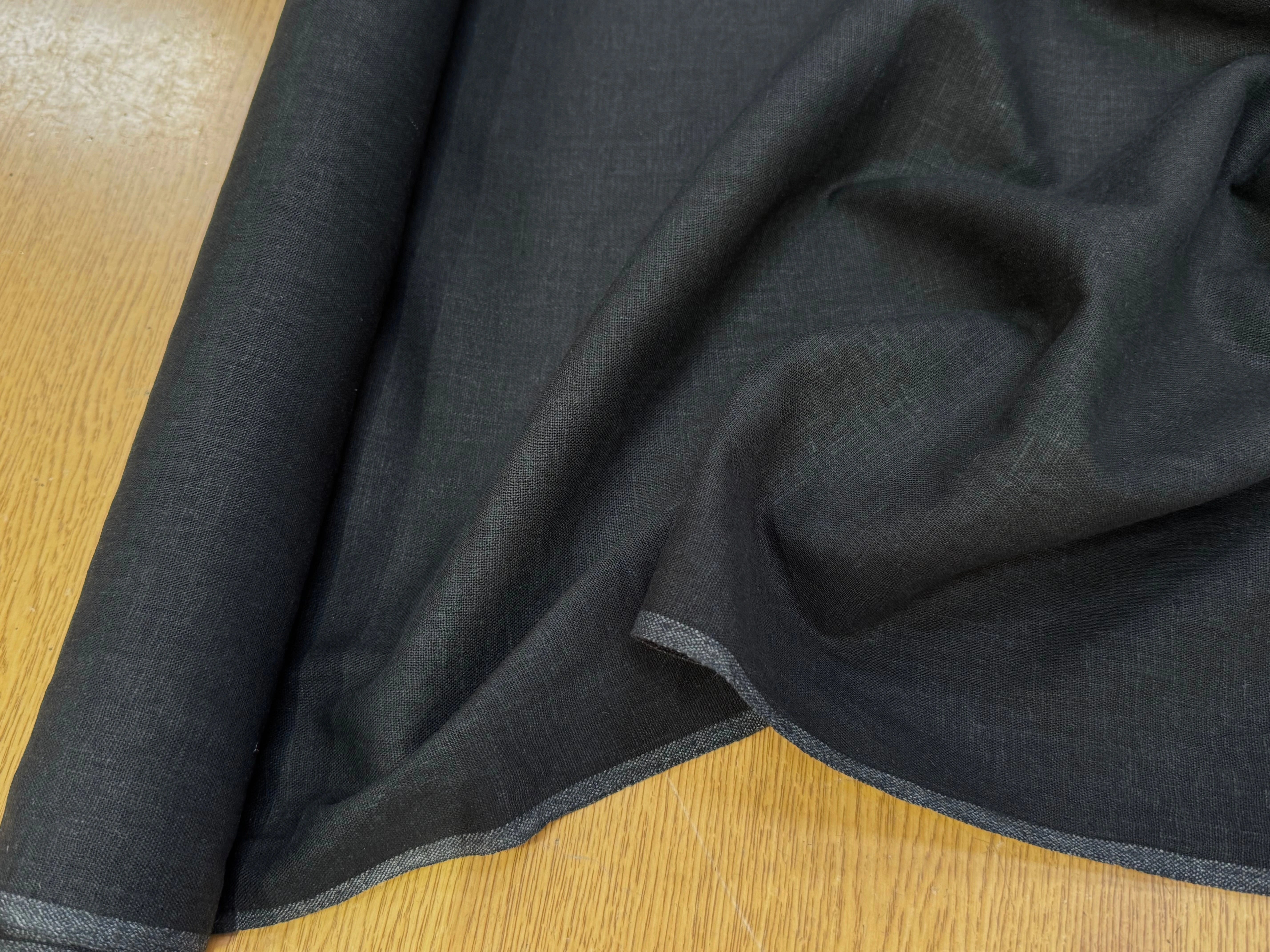 (Chute) LIN VISCOSE BEAU TOUCHER 55% LIN NOIR TEXTURÉ - My Little Coupon