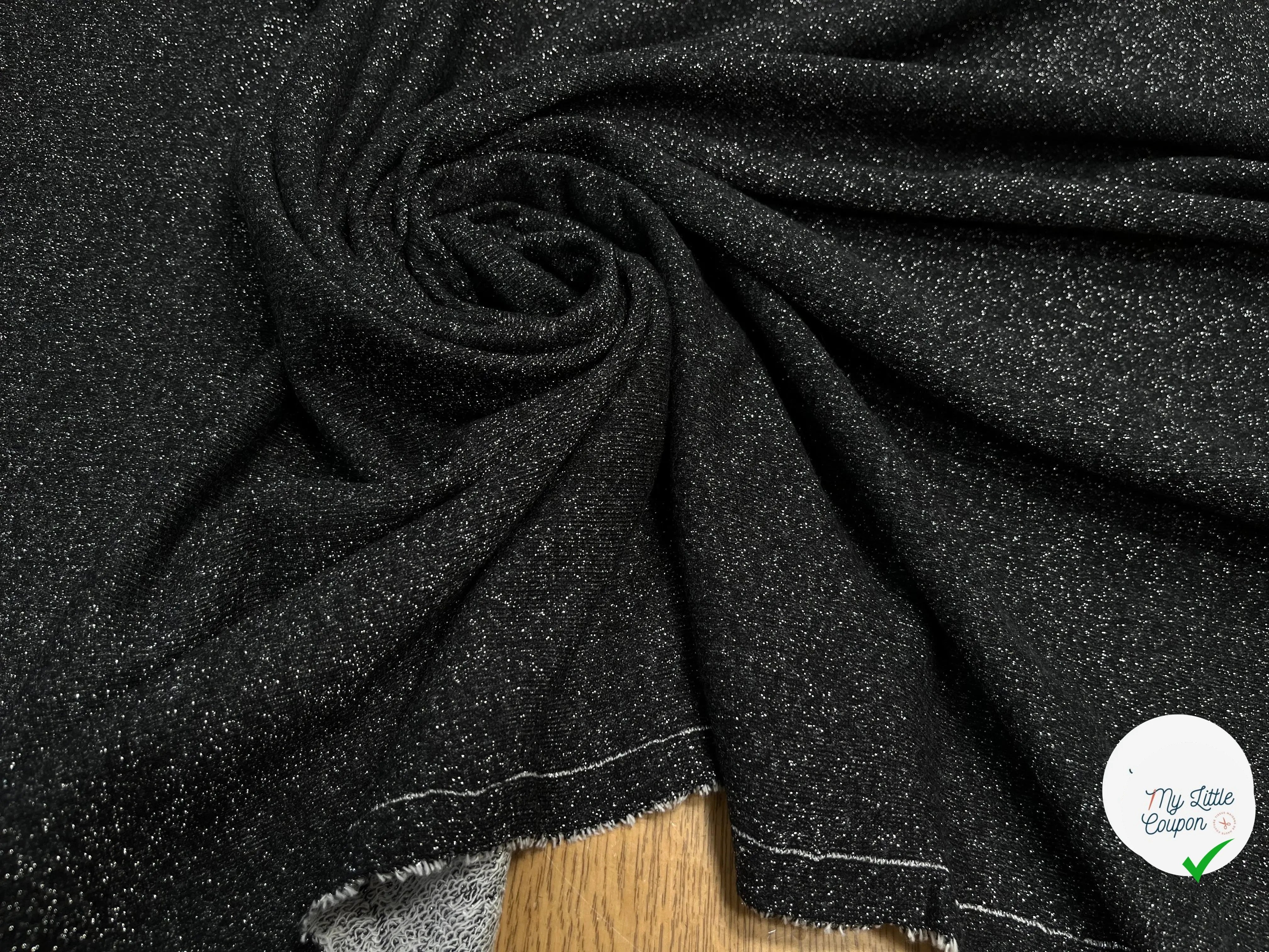 MOLLETON FIN LUREX ARGENT NOIR - My Little Coupon