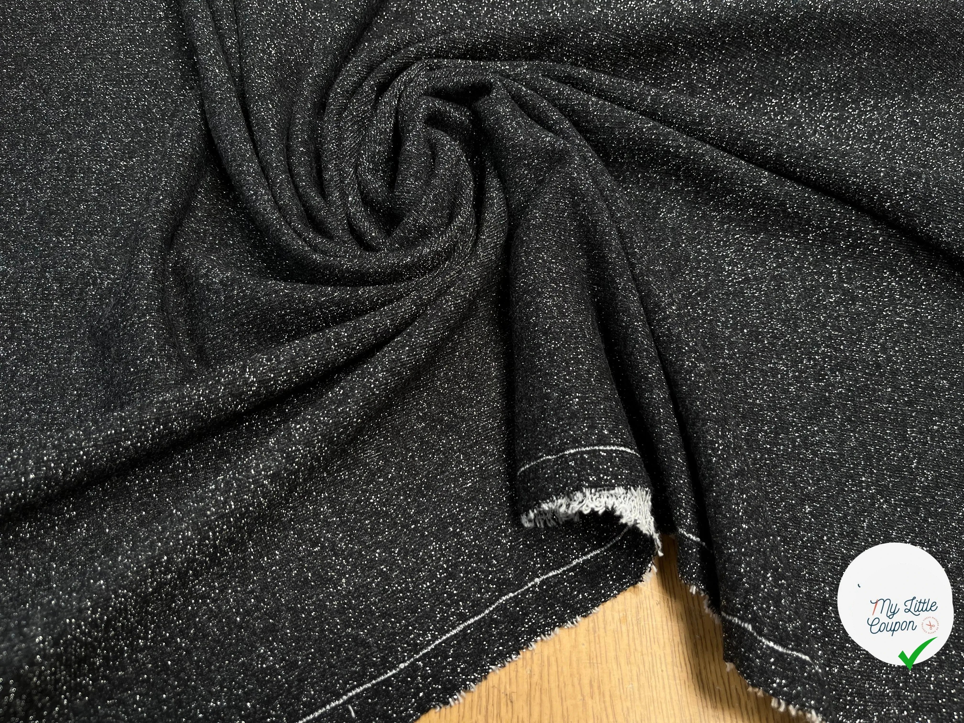 MOLLETON FIN LUREX ARGENT NOIR - My Little Coupon