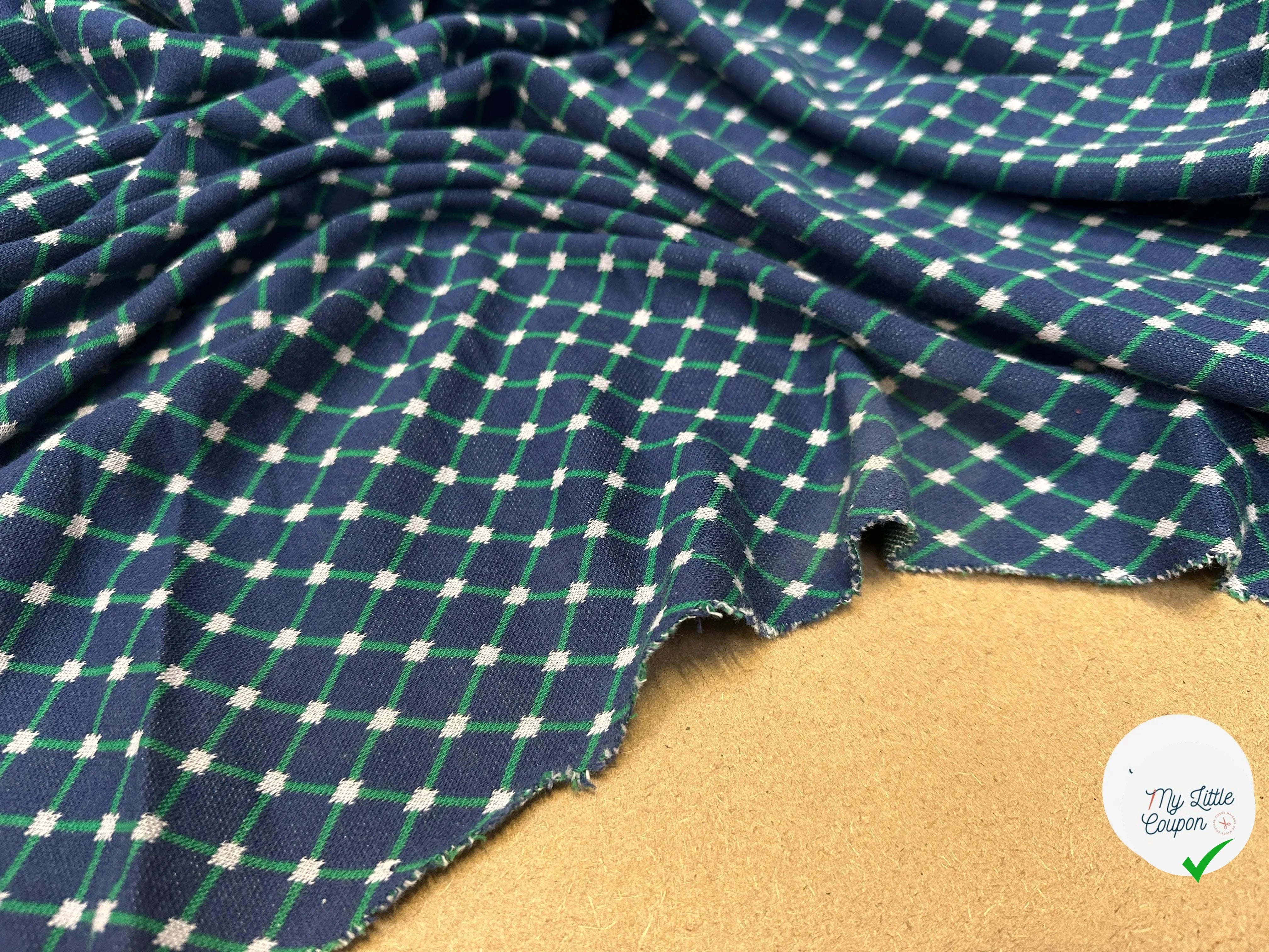 LIGHT QUILTED GREEN CHECKS ON BLUE BACKGROUND - My Little Coupon