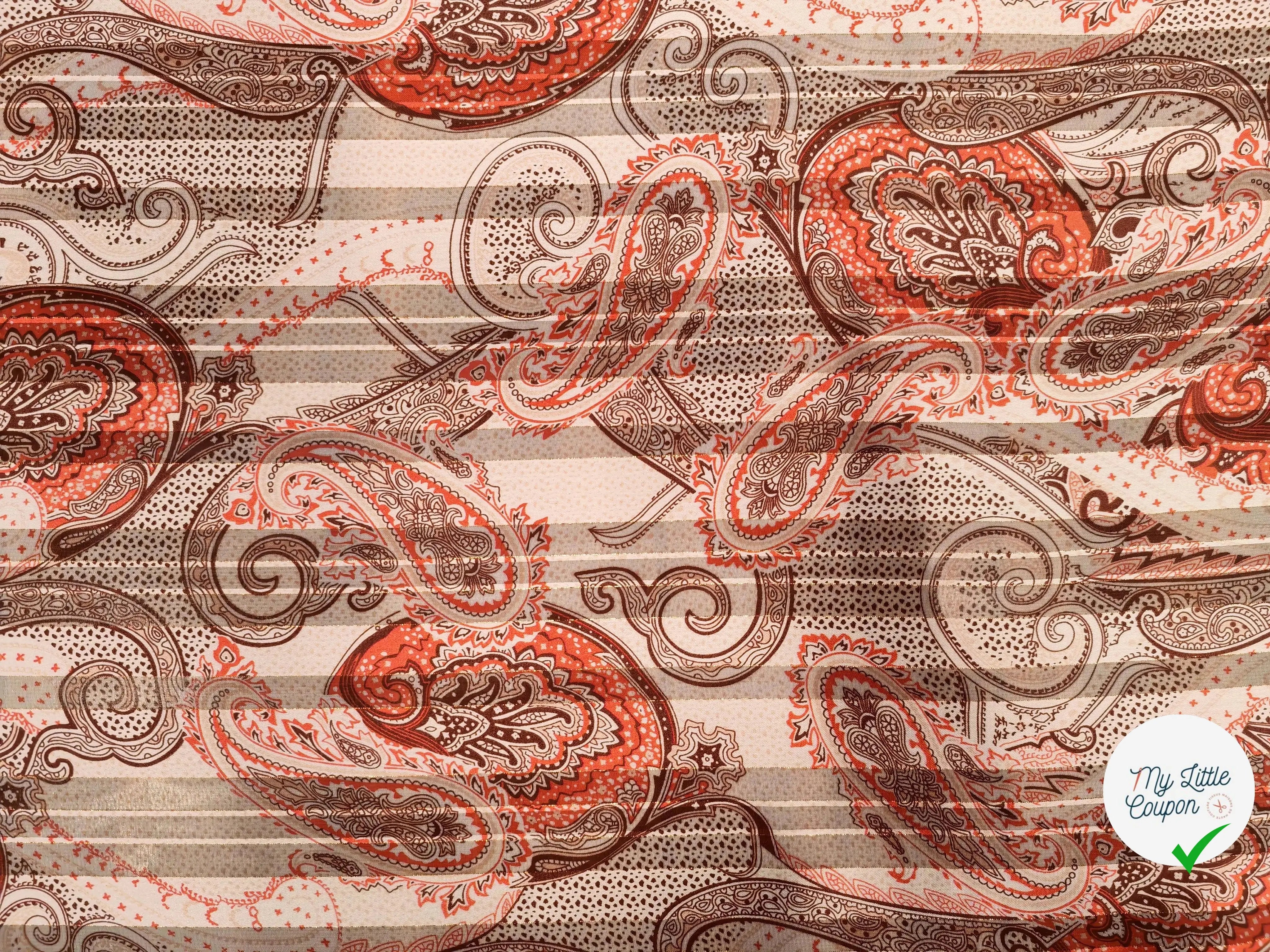 MOUSSELINE BANDANA ABSTRAIT ROUGE & SAUMON - My Little Coupon