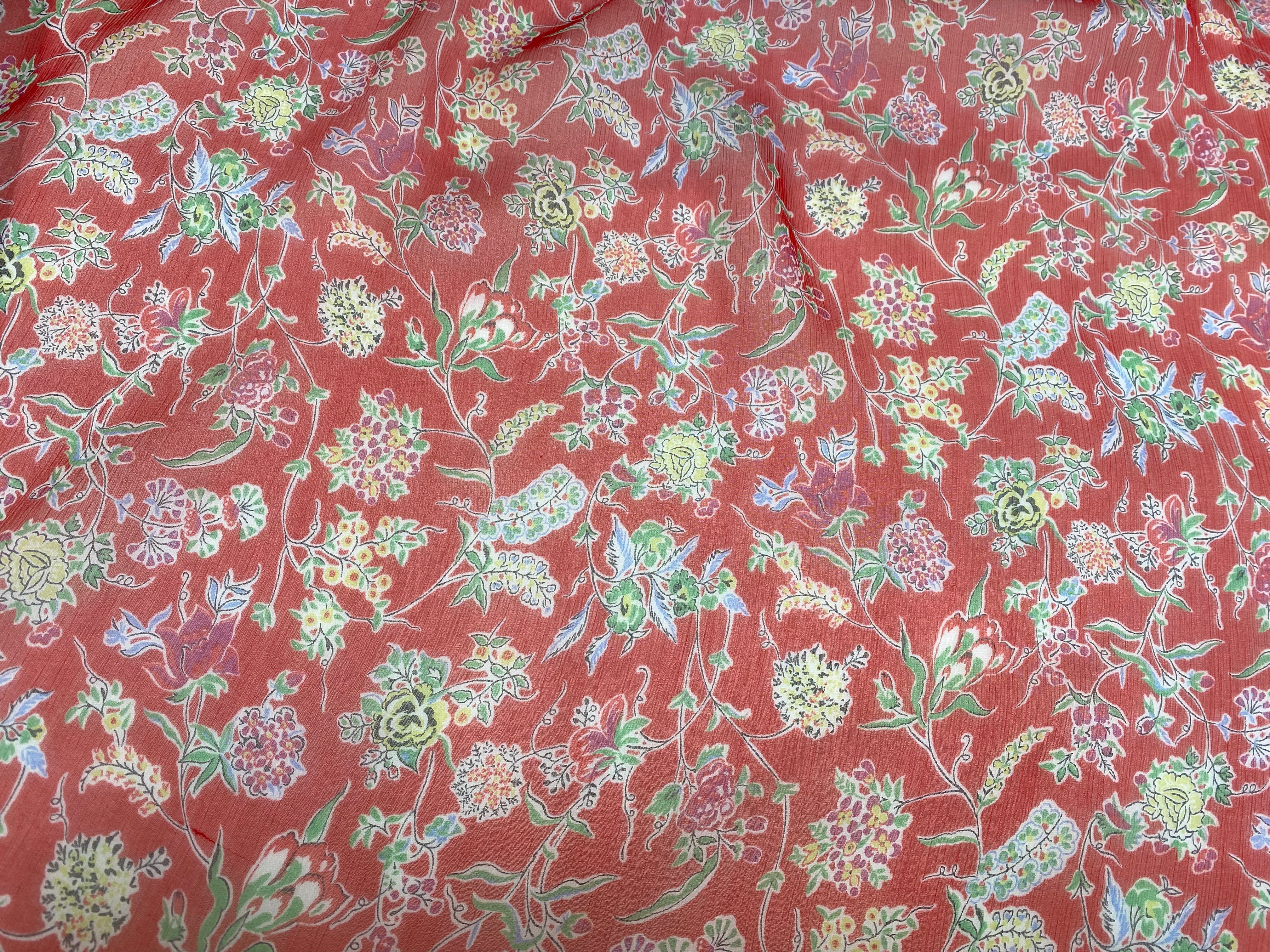 MOUSSELINE DE SOIE FLEURS ROUGE - My Little Coupon
